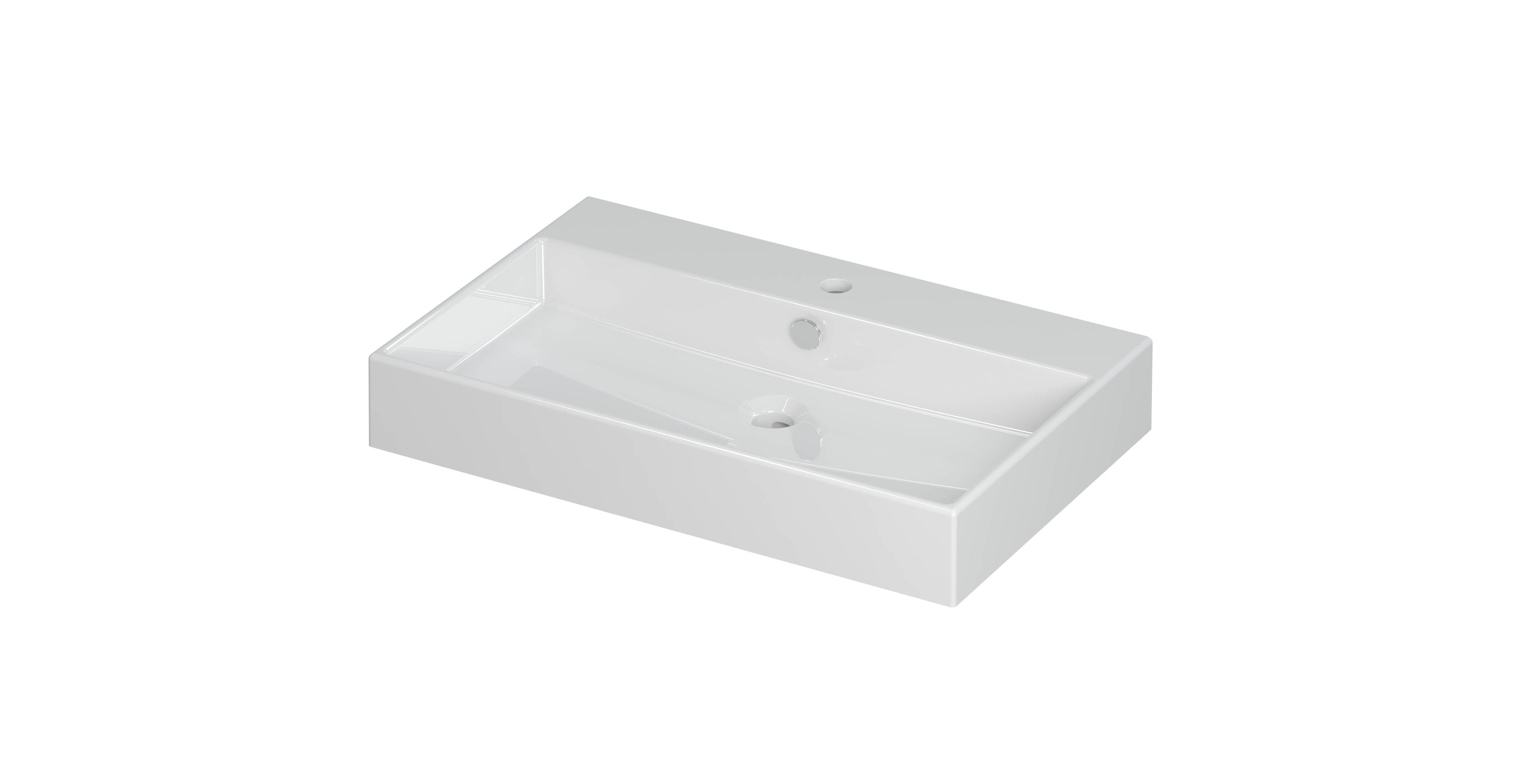 Ink Unlimited wastafel 70x45cm keramiek - 1 kraangat - glans wit
