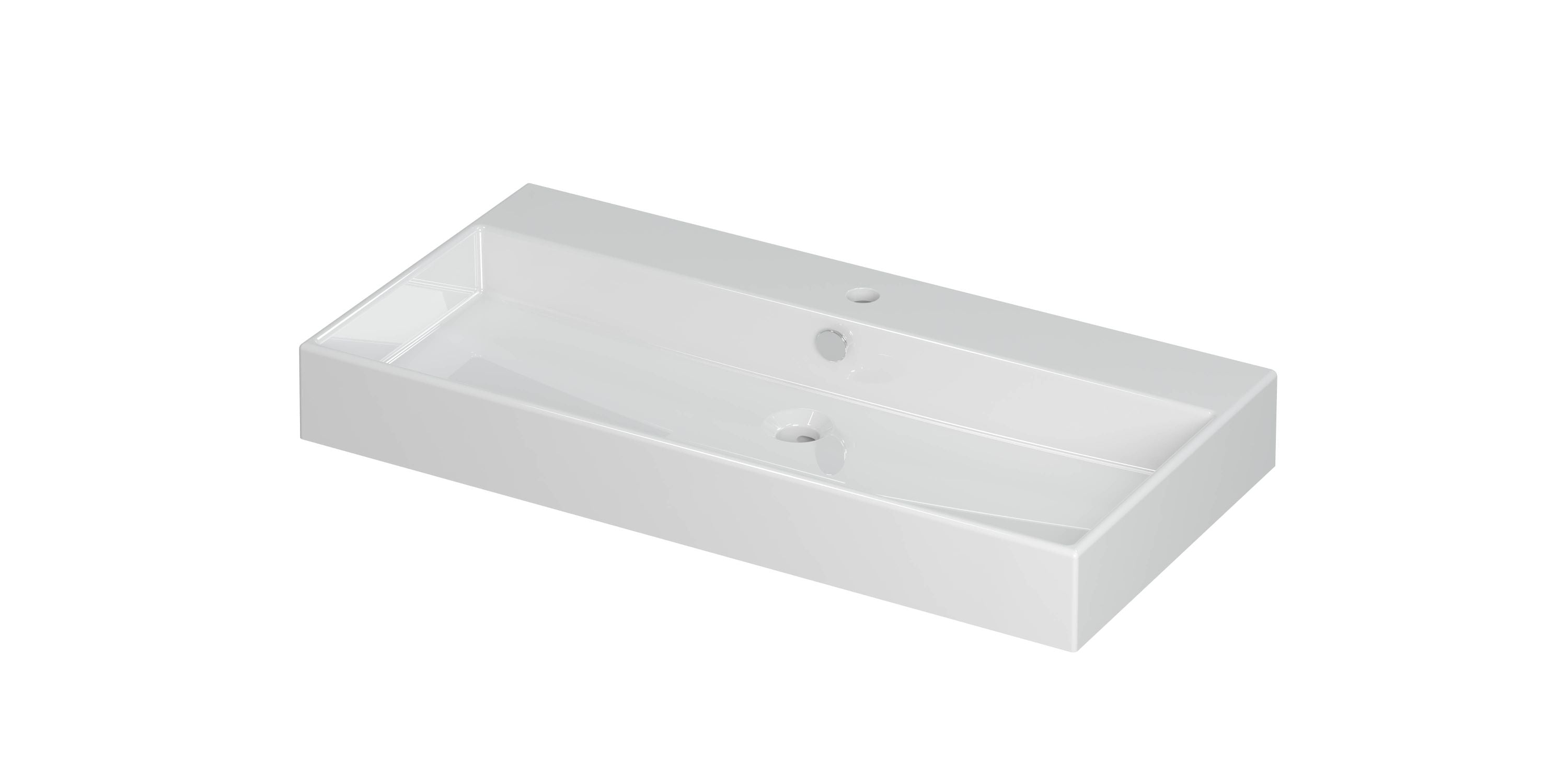 Ink Unlimited wastafel 90x45cm keramiek - 1 kraangat - glans wit