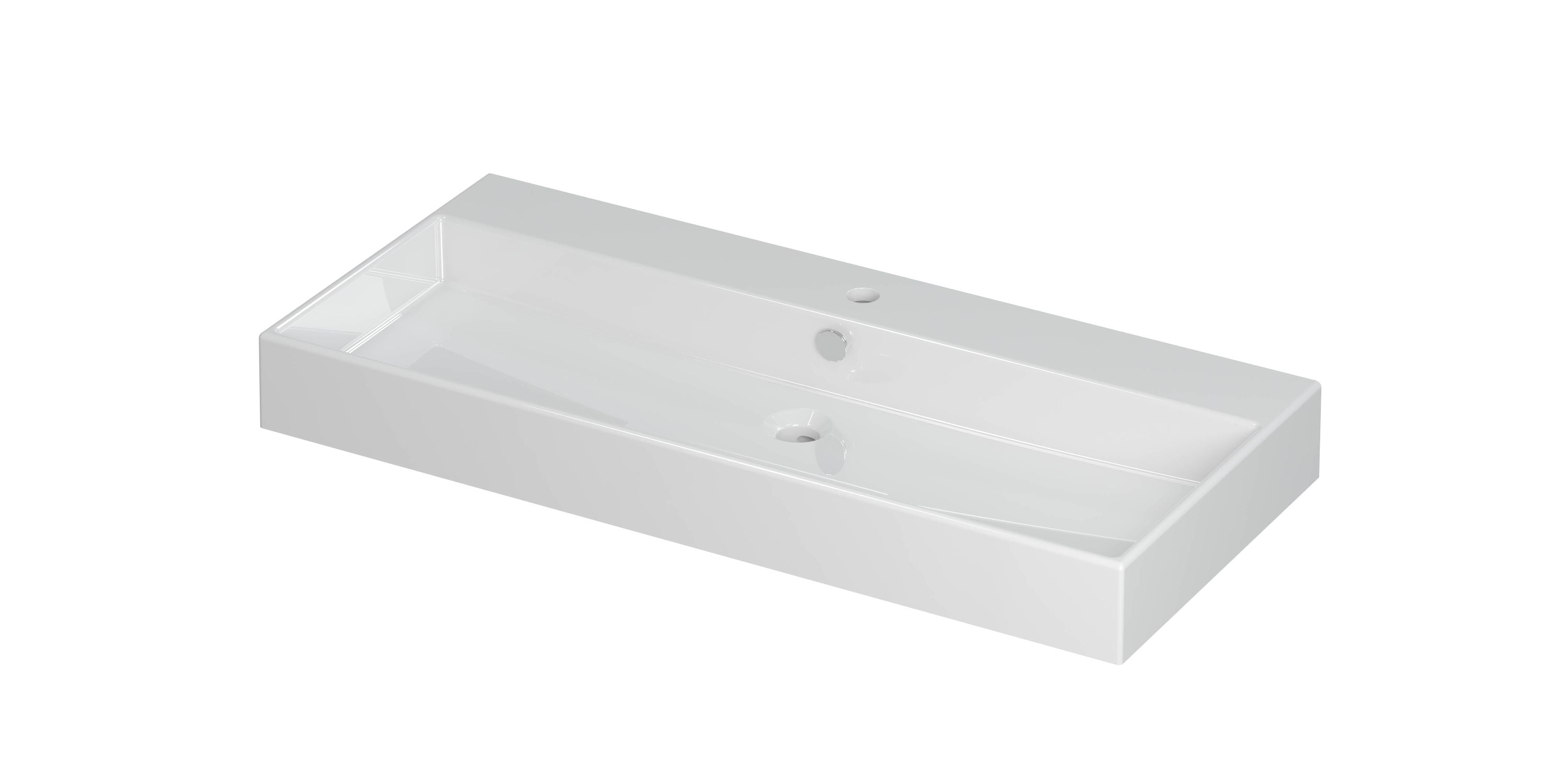 Ink Unlimited wastafel 100x45cm keramiek - centraal - 1 kraangat - glans wit