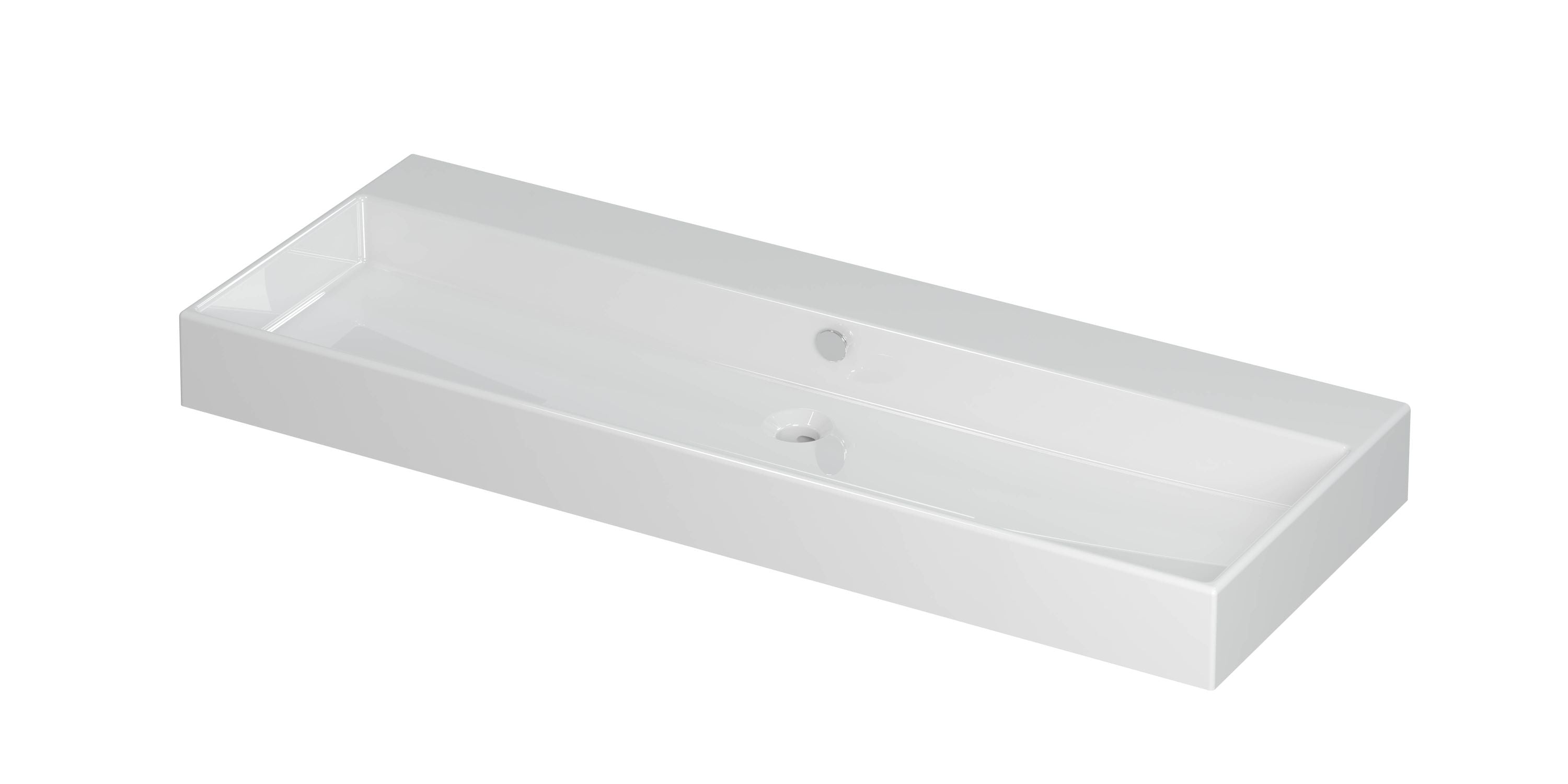 Ink Unlimited wastafel 120x45cm keramiek - centraal - zonder kraangat - glans wit