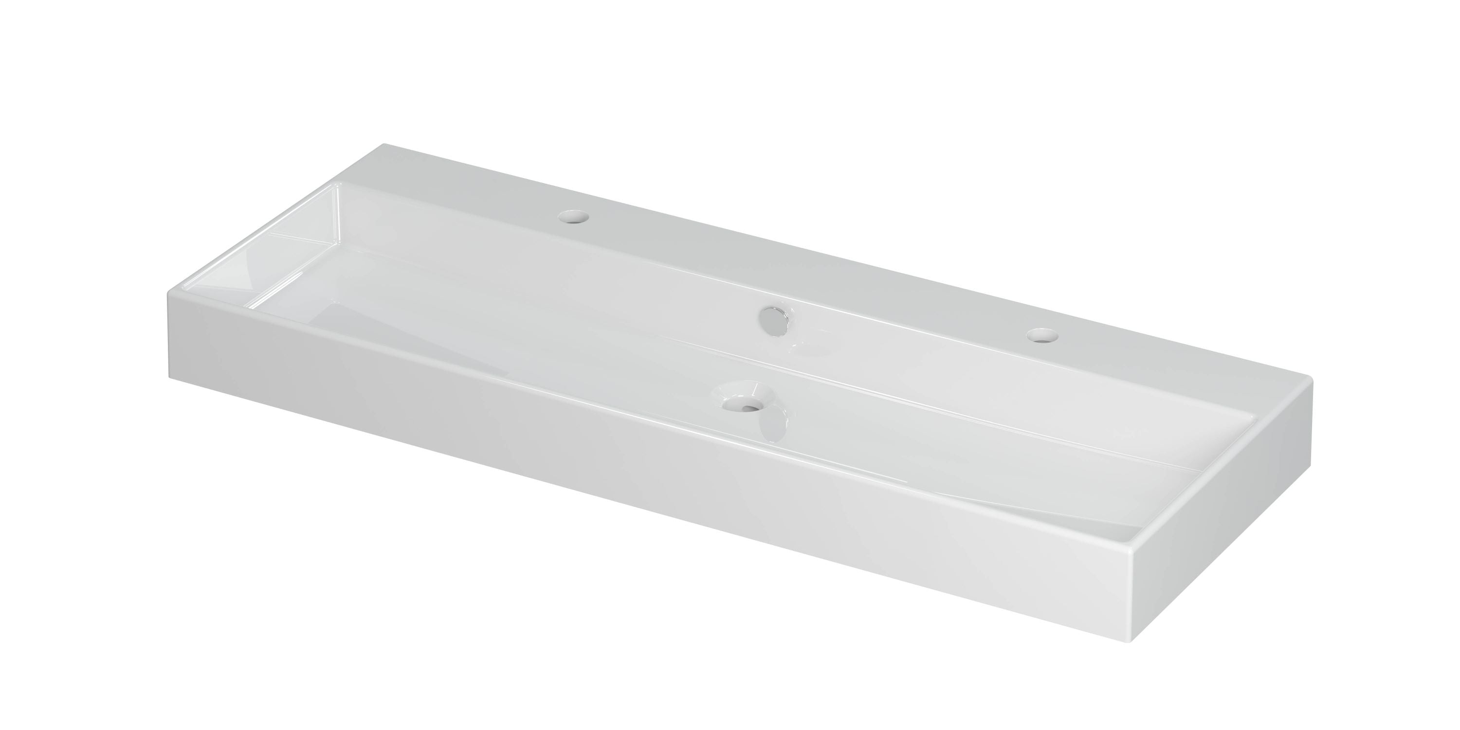 Ink Unlimited wastafel 120x45cm keramiek - centraal - 2 kraangaten - glans wit