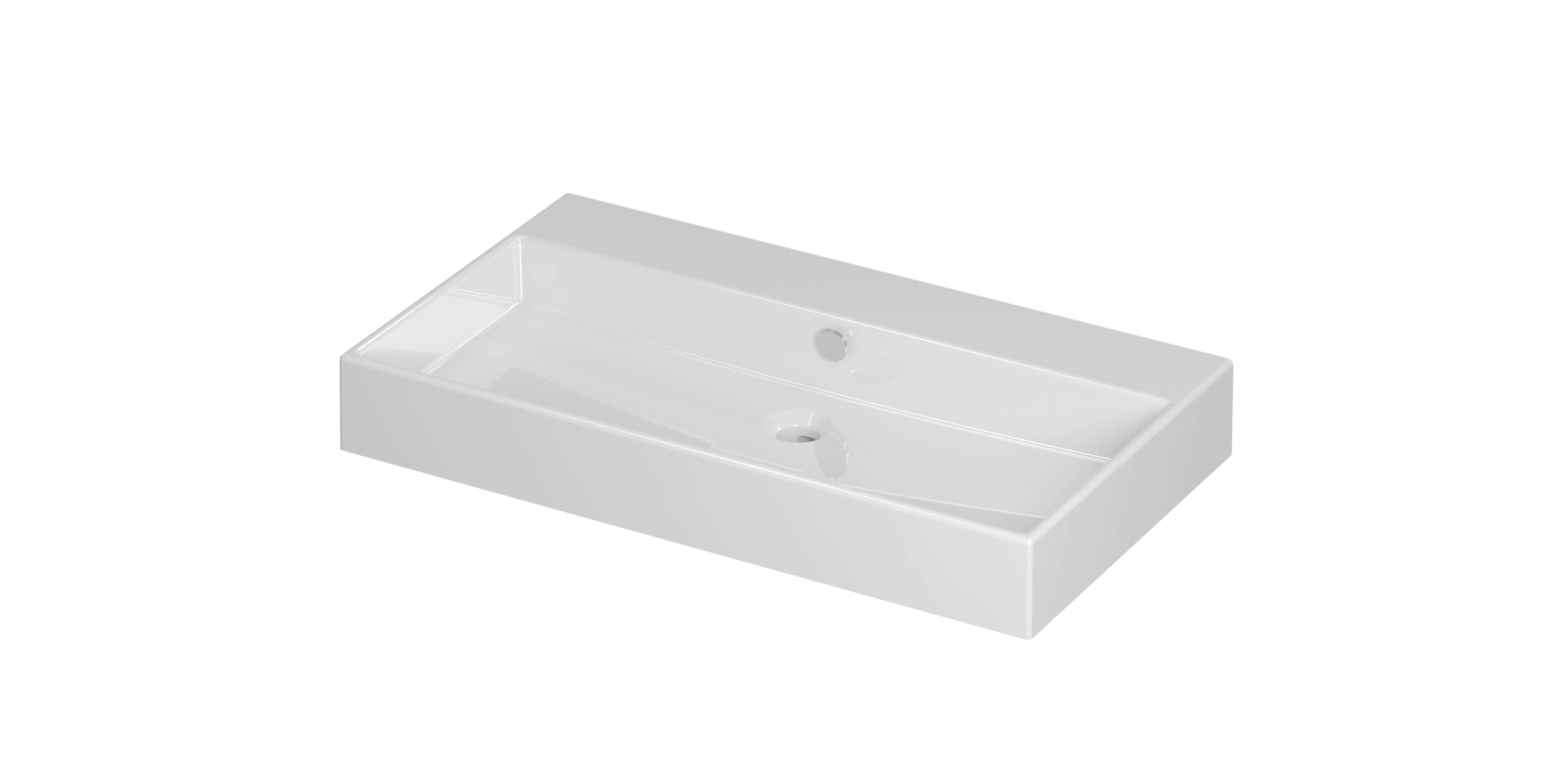 Ink Unlimited wastafel 80x45cm keramiek - zonder kraangat - glans wit