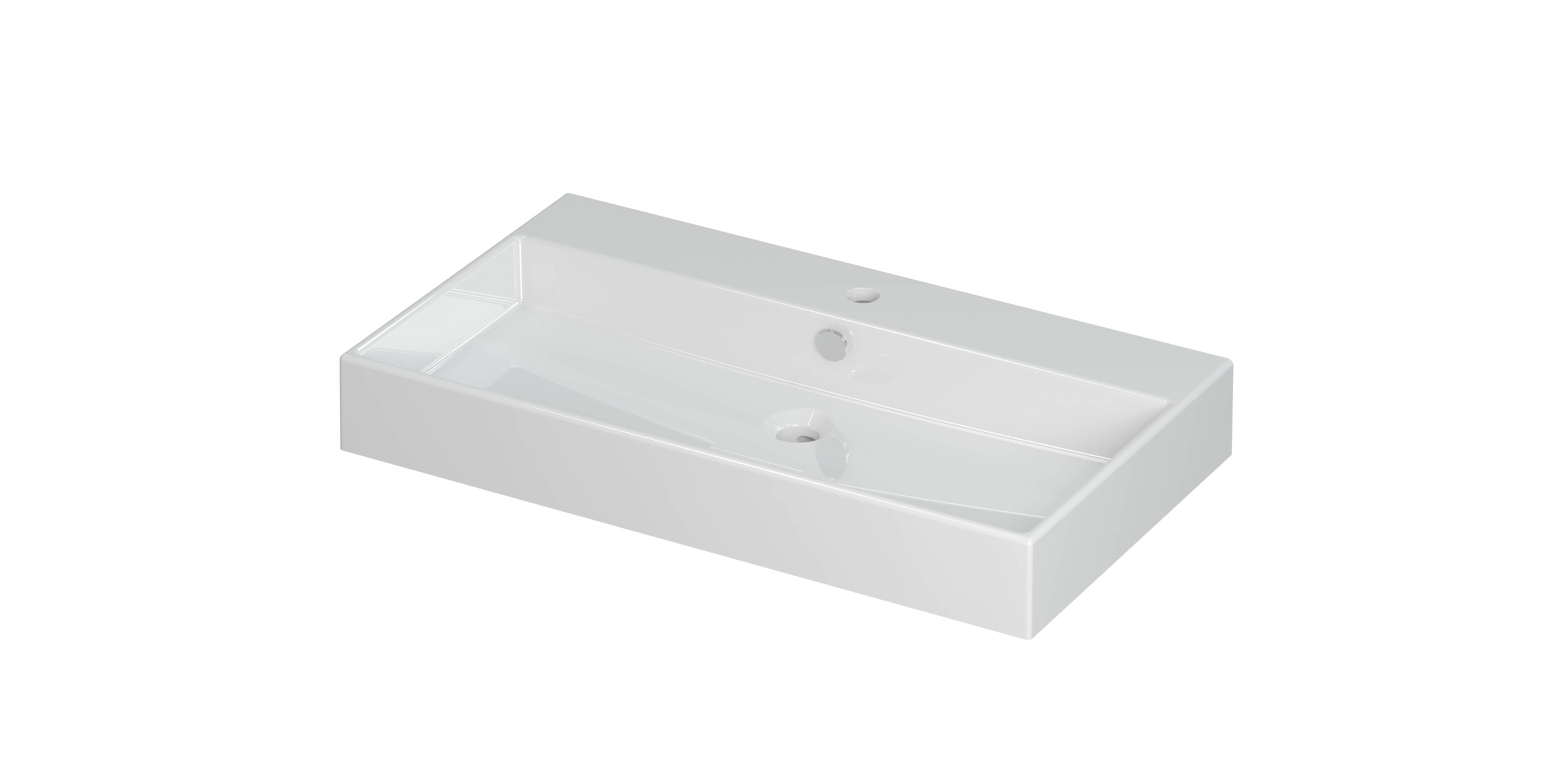 Ink Unlimited wastafel 80x45cm keramiek - 1 kraangat - glans wit