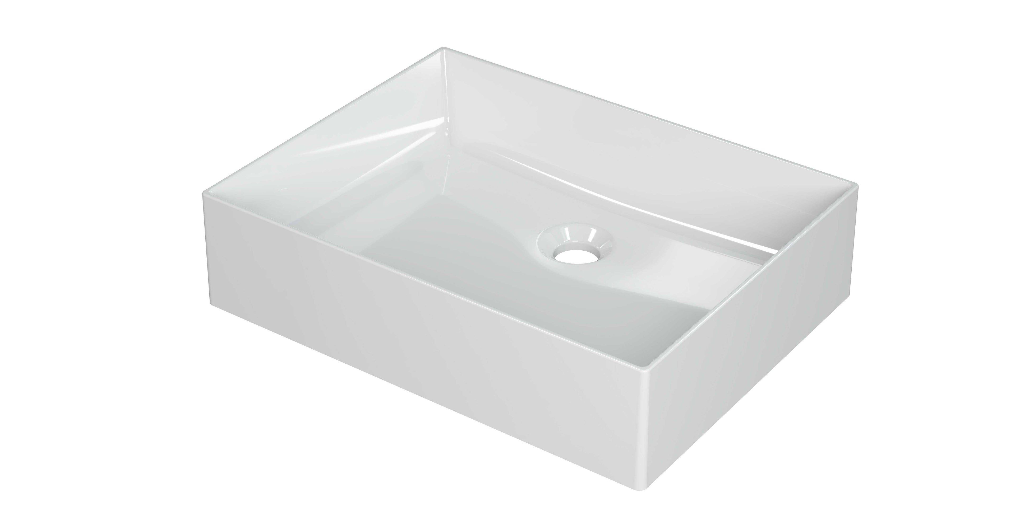 Ink Unlimited opzetwastafel rechthoekig 50x38cm keramiek - glans wit