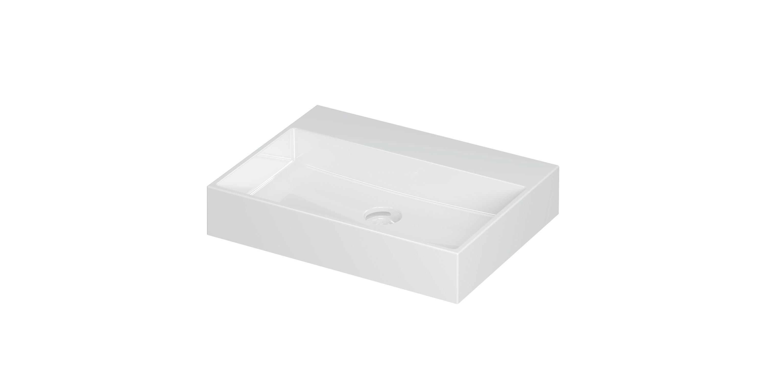 Ink United wastafel 60x45cm keramiek - zonder kraangat - glans wit