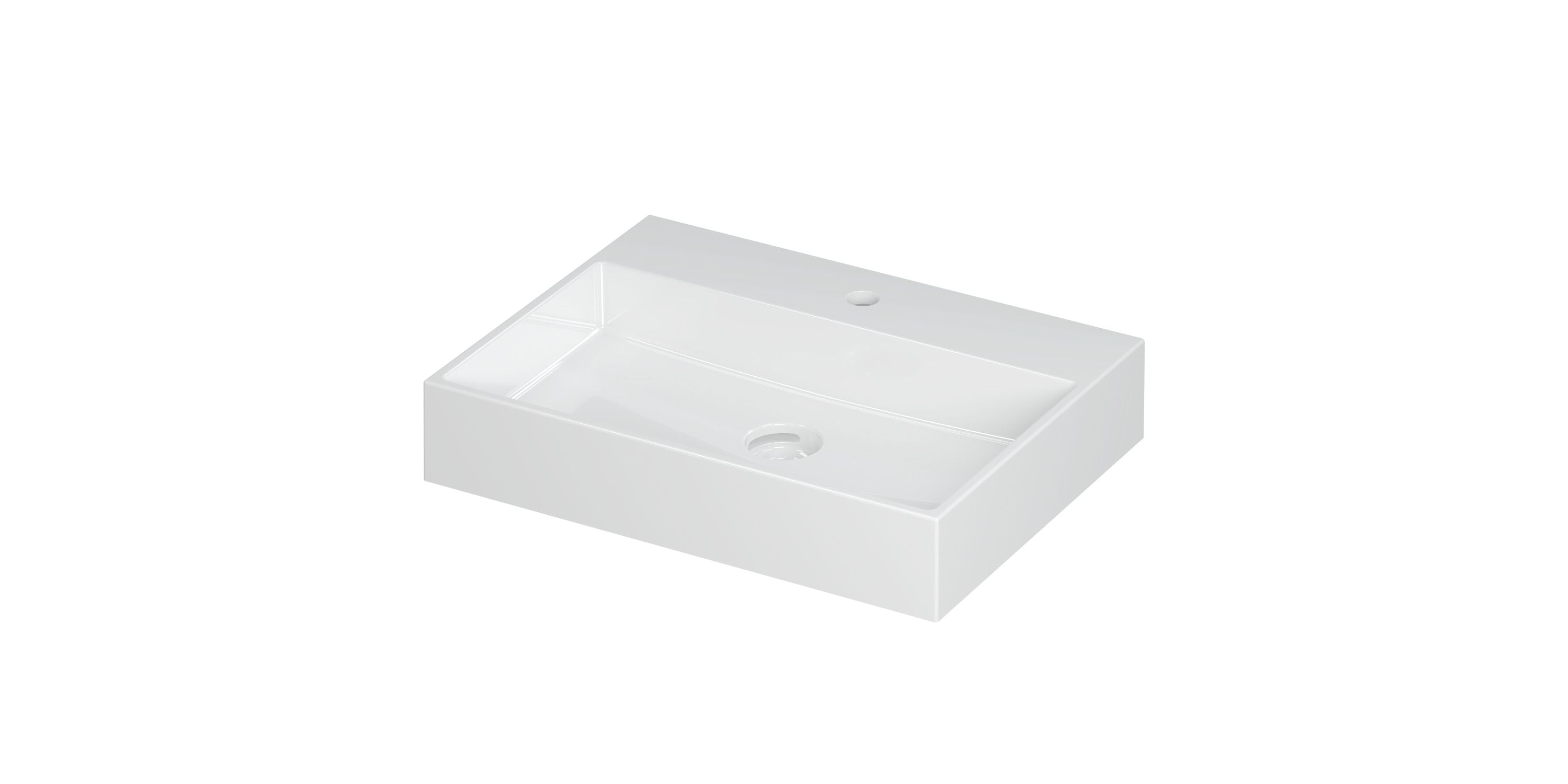 Ink United wastafel 60x45cm keramiek - 1 kraangat - glans wit