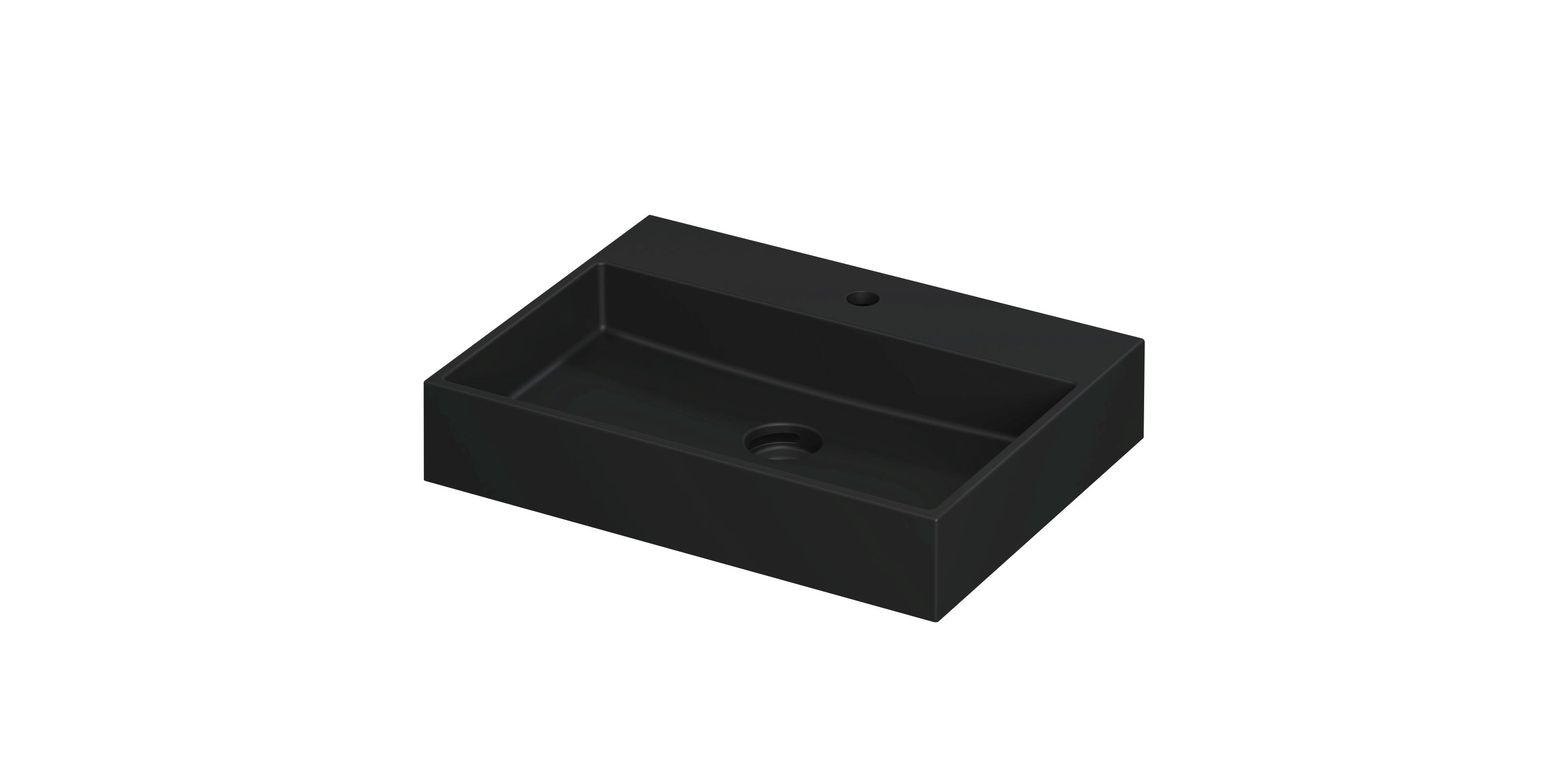Ink United wastafel 60x45cm keramiek - 1 kraangat - mat zwart