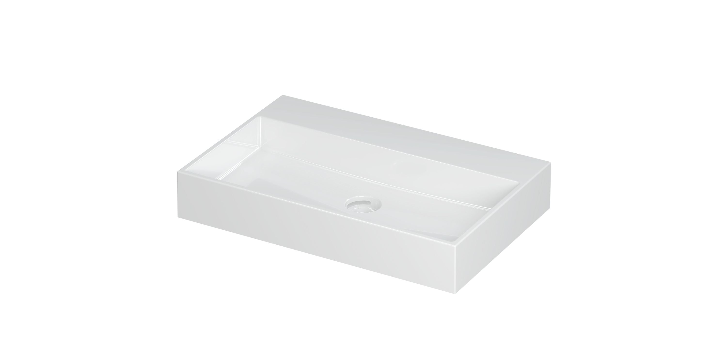 Ink United wastafel 70x45cm keramiek - zonder kraangat - glans wit