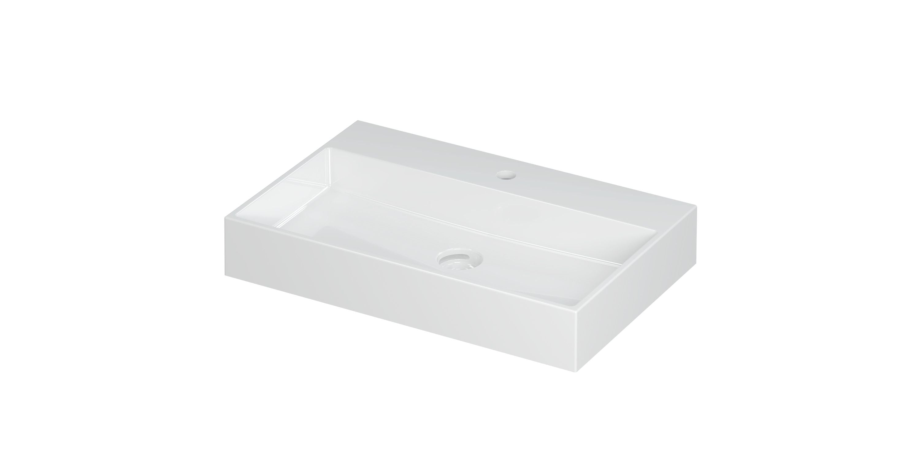 Ink United wastafel 70x45cm keramiek - 1 kraangat - glans wit