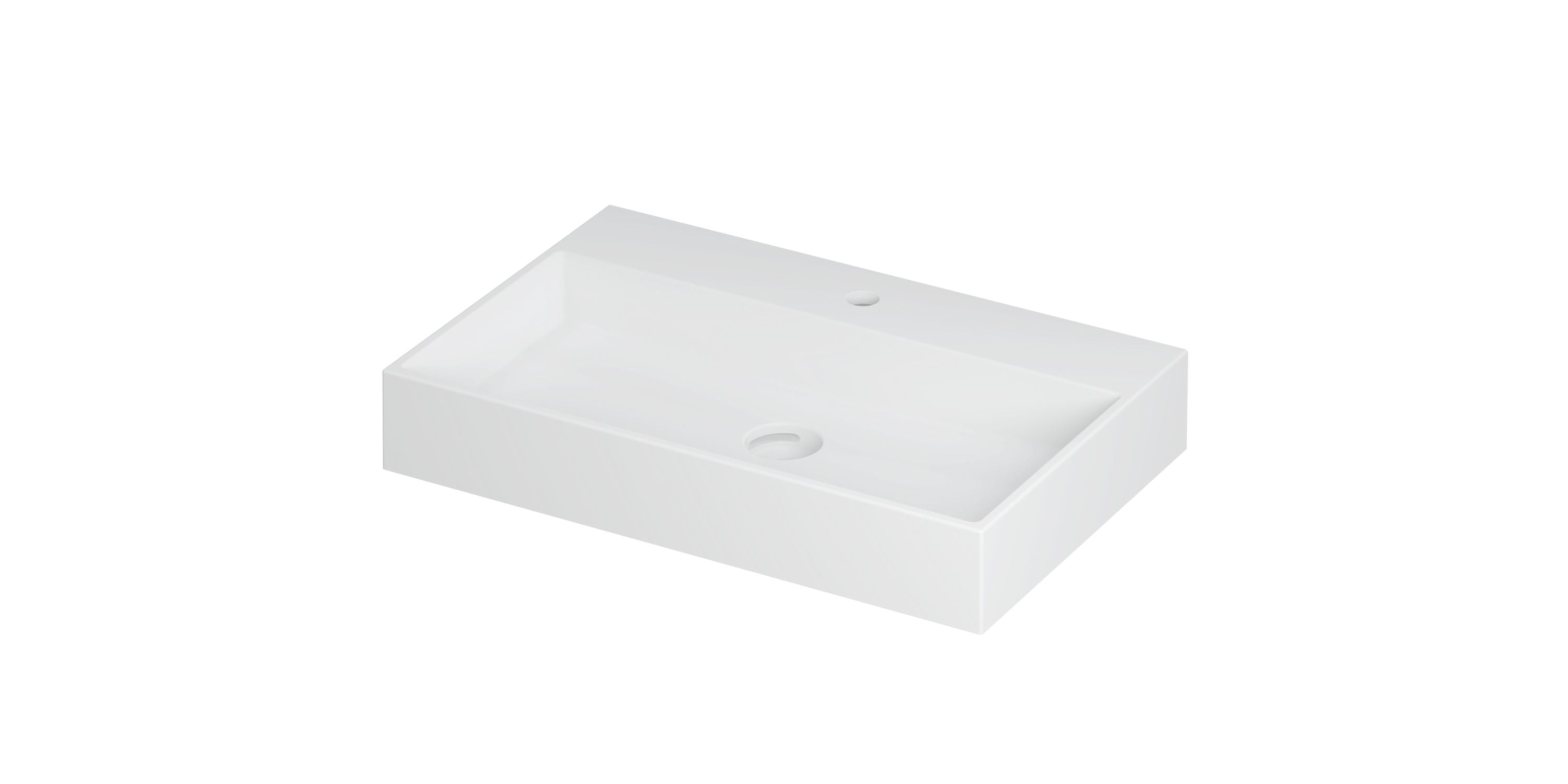 Ink United wastafel 70x45cm keramiek - 1 kraangat - mat wit