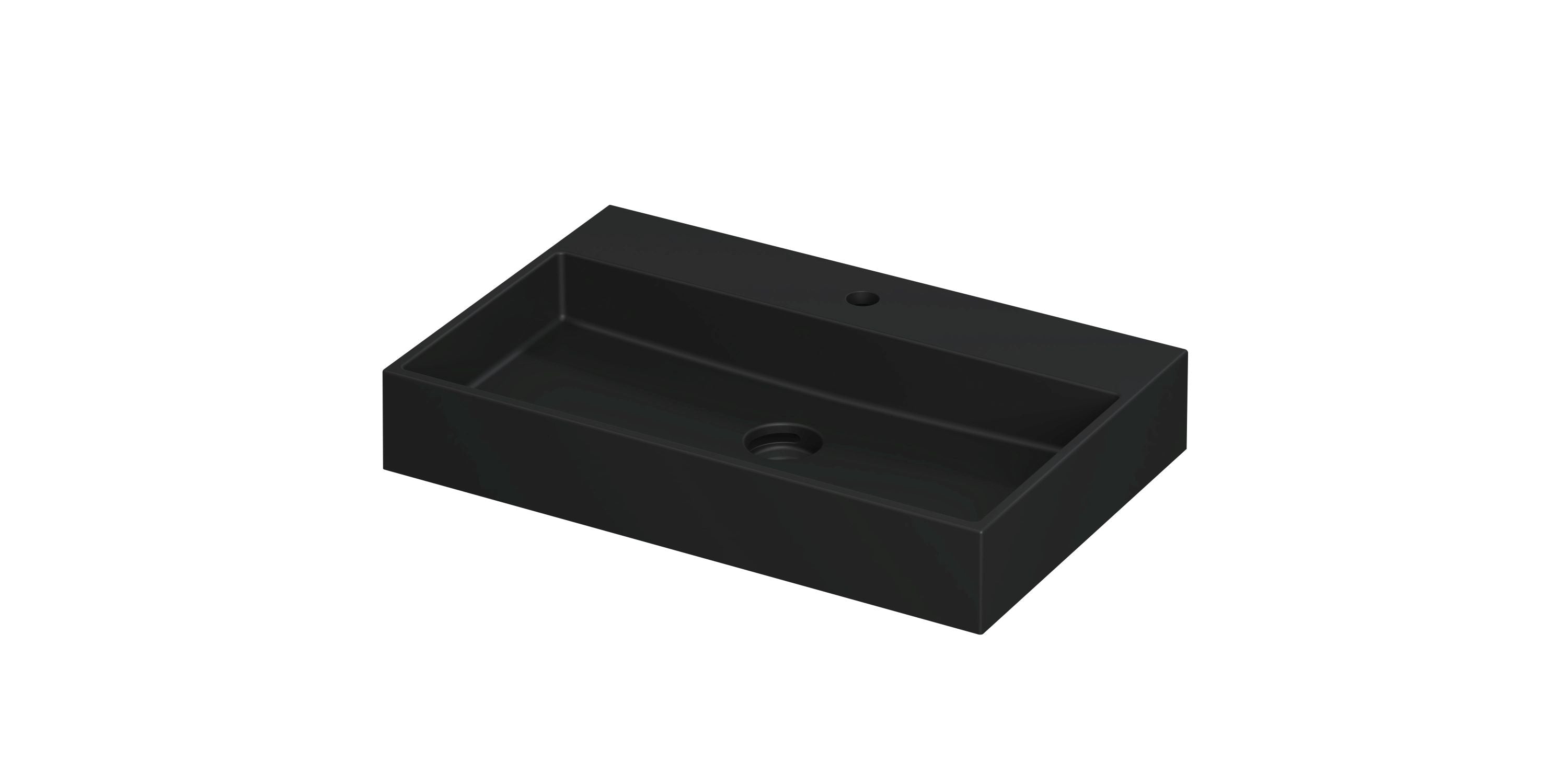 Ink United wastafel 70x45cm keramiek - 1 kraangat - mat zwart