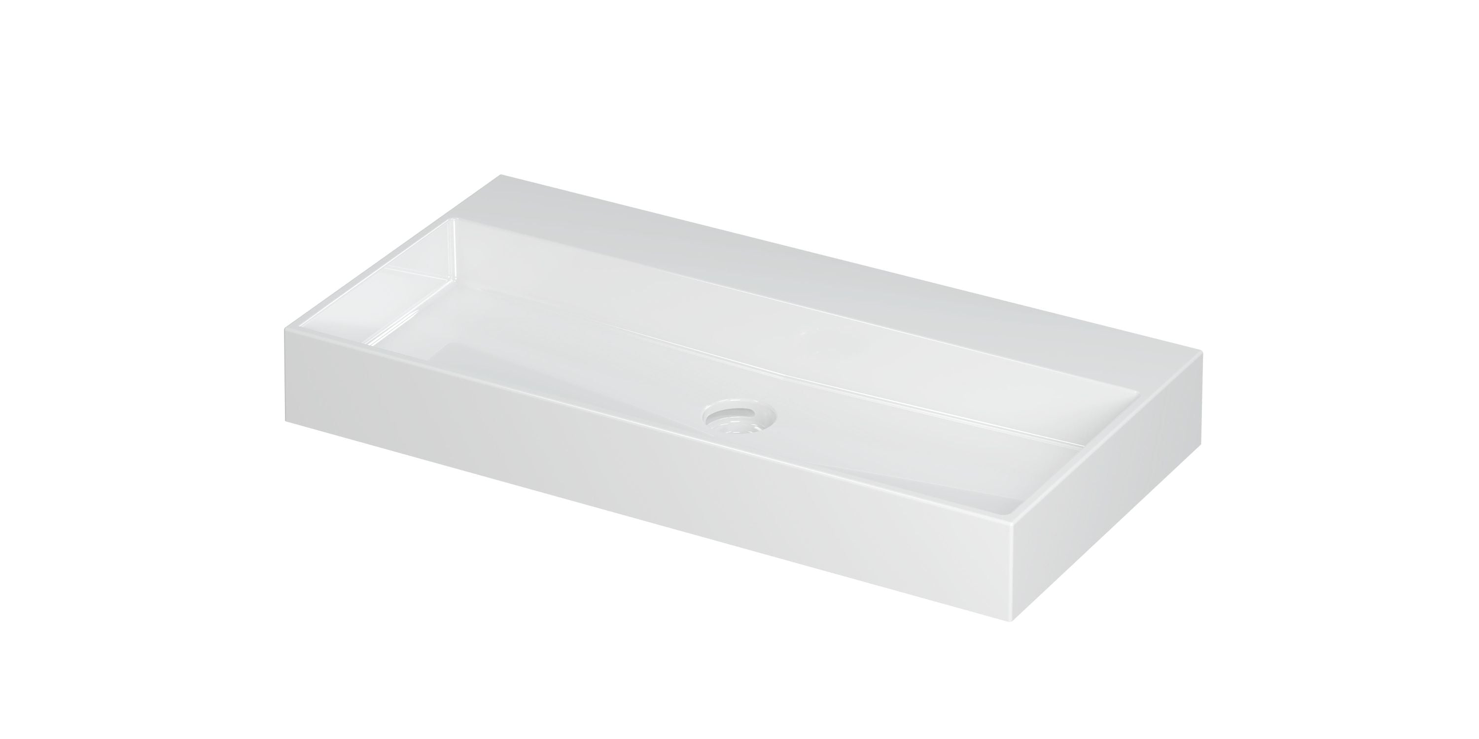 Ink United wastafel 90x45cm keramiek - zonder kraangat - glans wit