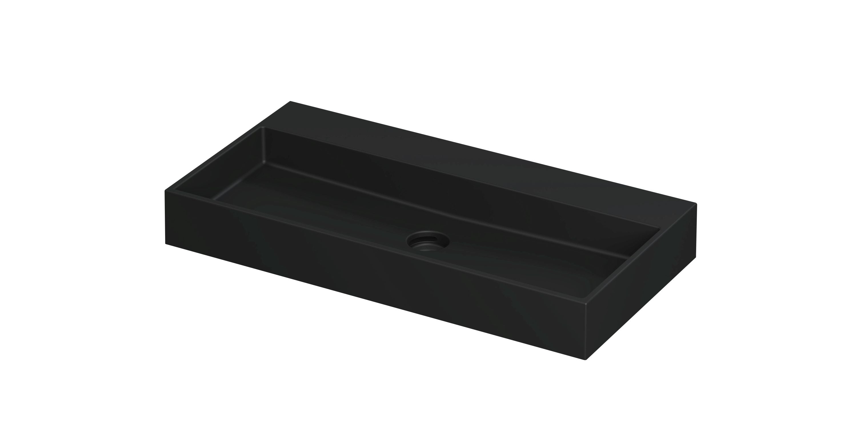 Ink United wastafel 90x45cm keramiek - zonder kraangat - mat zwart