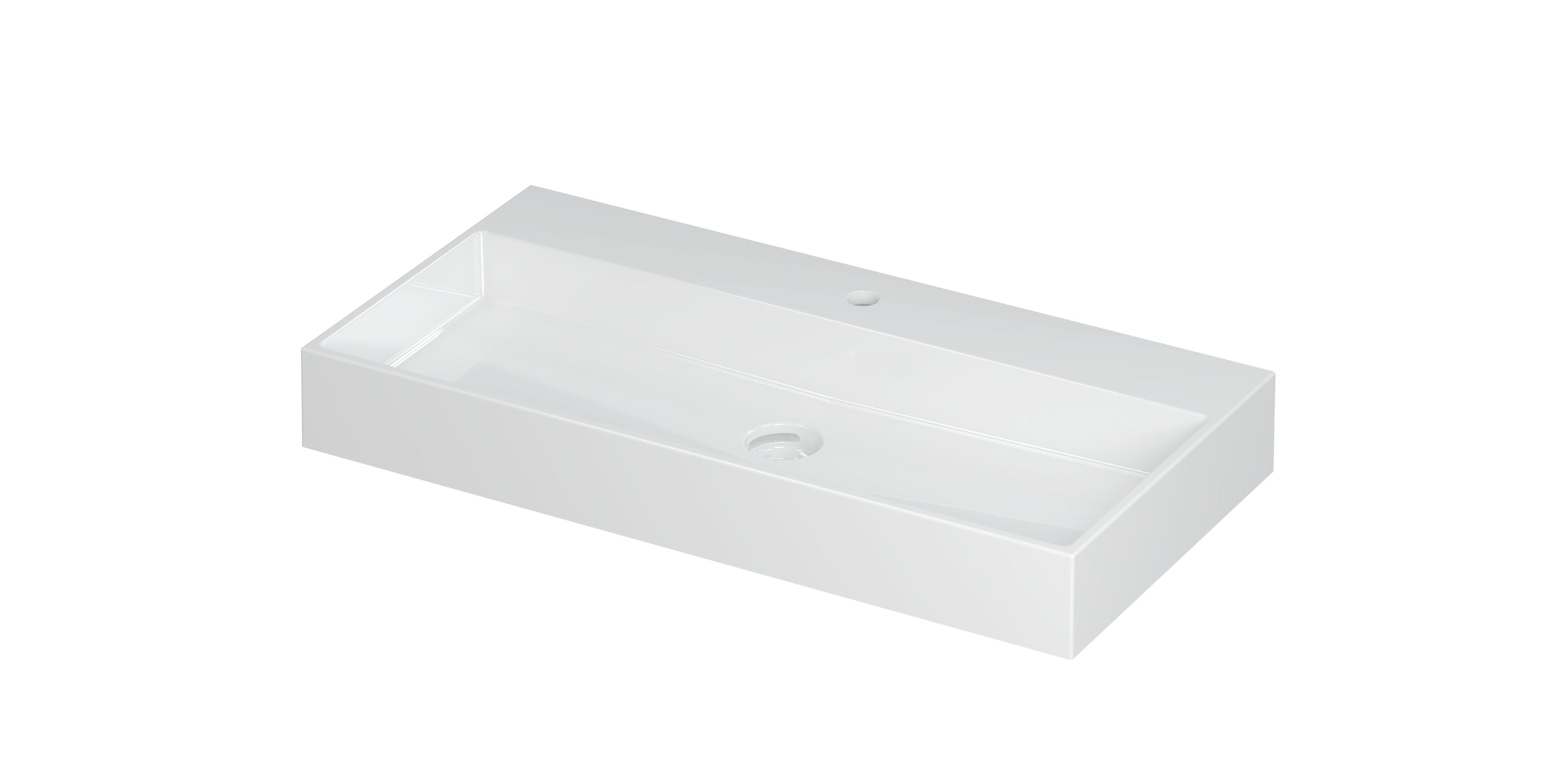 Ink United wastafel 90x45cm keramiek - 1 kraangat - glans wit