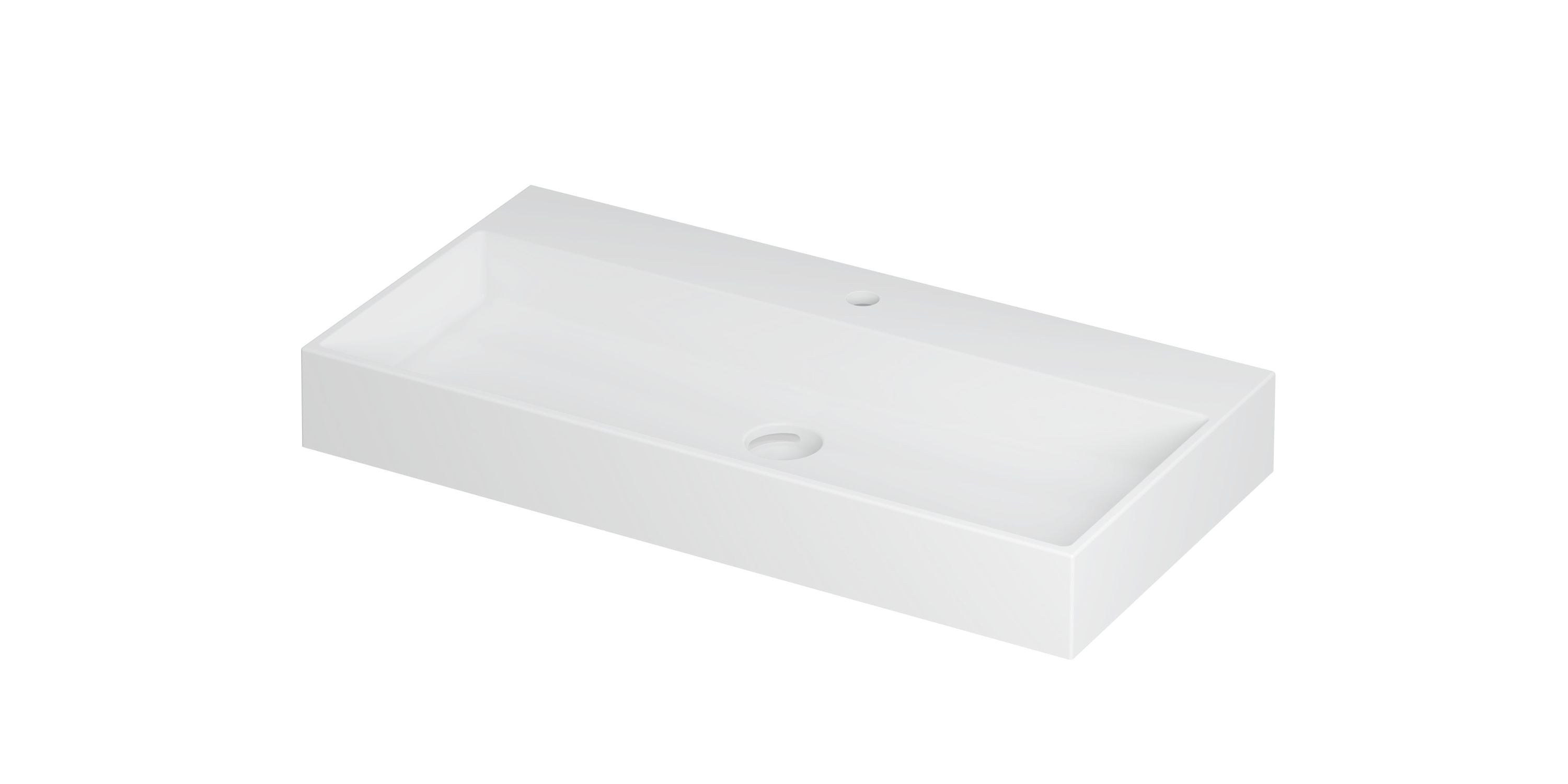 Ink United wastafel 90x45cm keramiek - 1 kraangat - mat wit