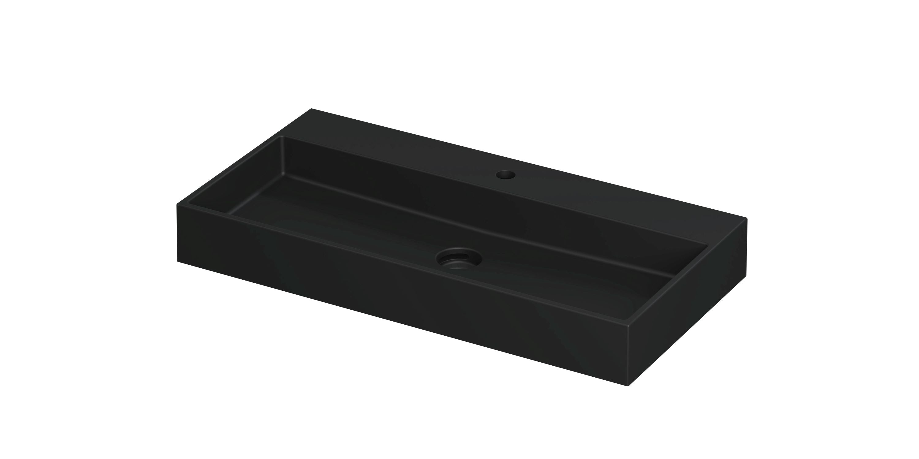 Ink United wastafel 90x45cm keramiek - 1 kraangat - mat zwart