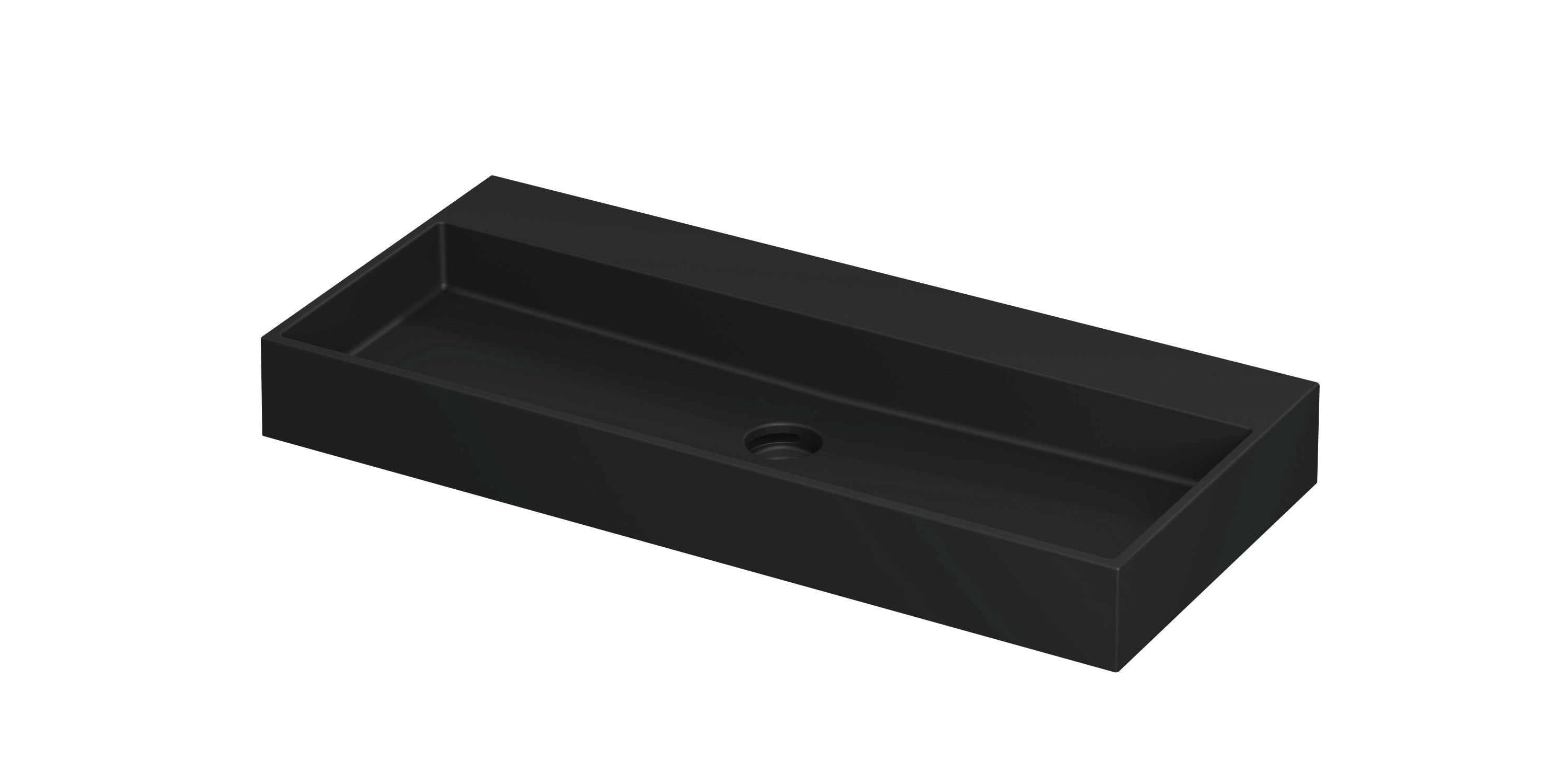 Ink United wastafel 100x45cm keramiek - centraal - zonder kraangat - mat zwart