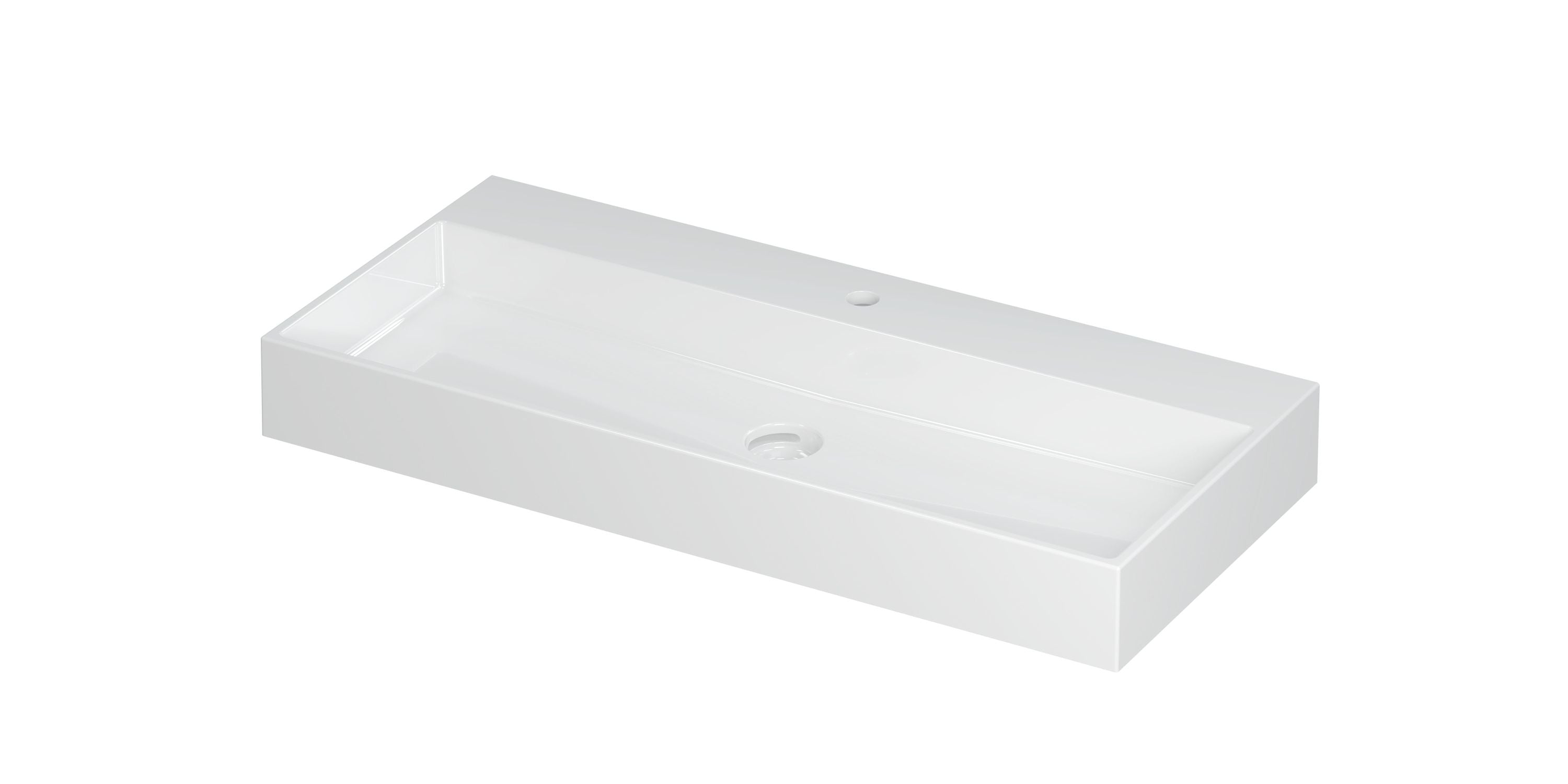 Ink United wastafel 100x45cm keramiek - centraal - 1 kraangat - glans wit
