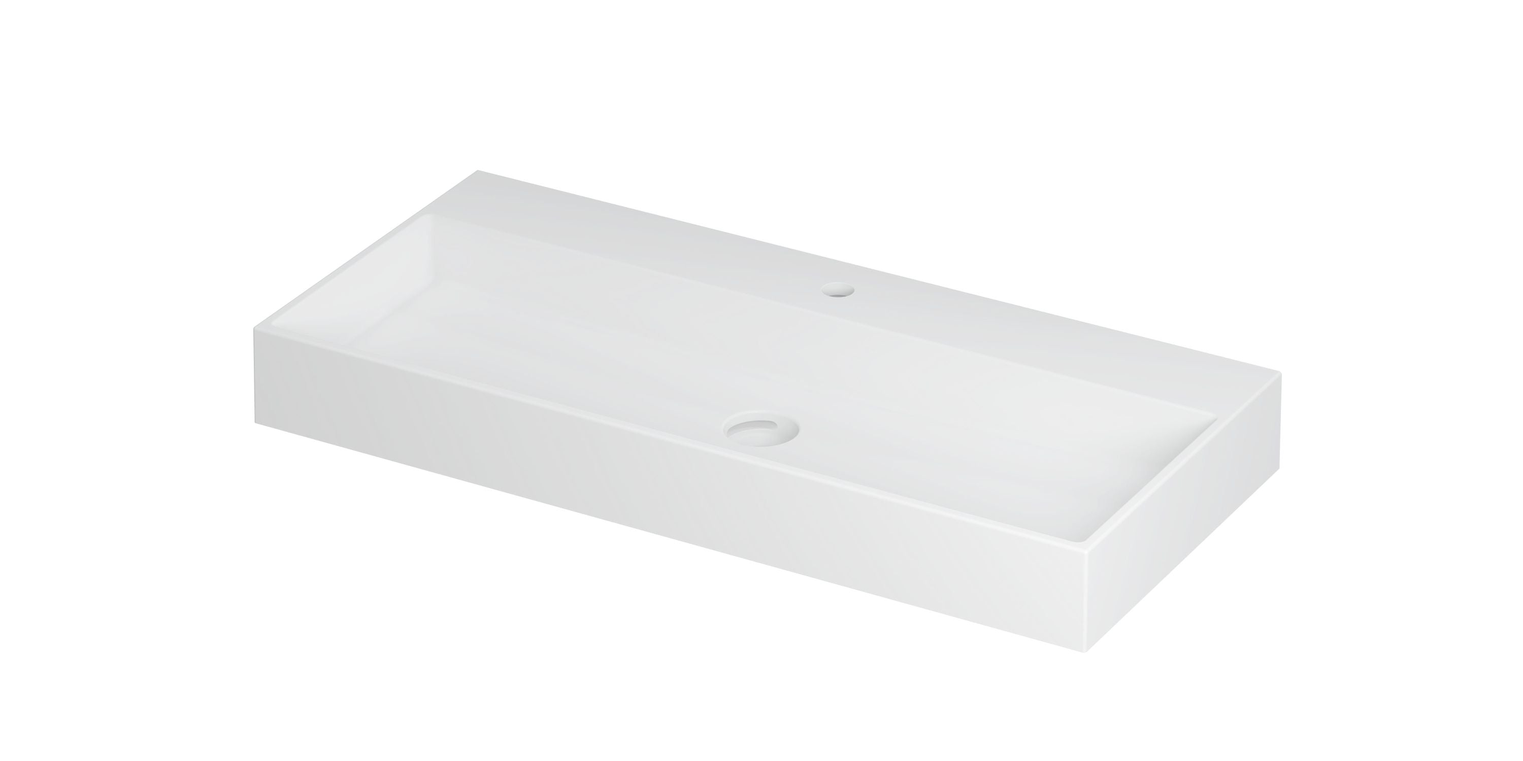 Ink United wastafel 100x45cm keramiek - centraal - 1 kraangat - mat wit