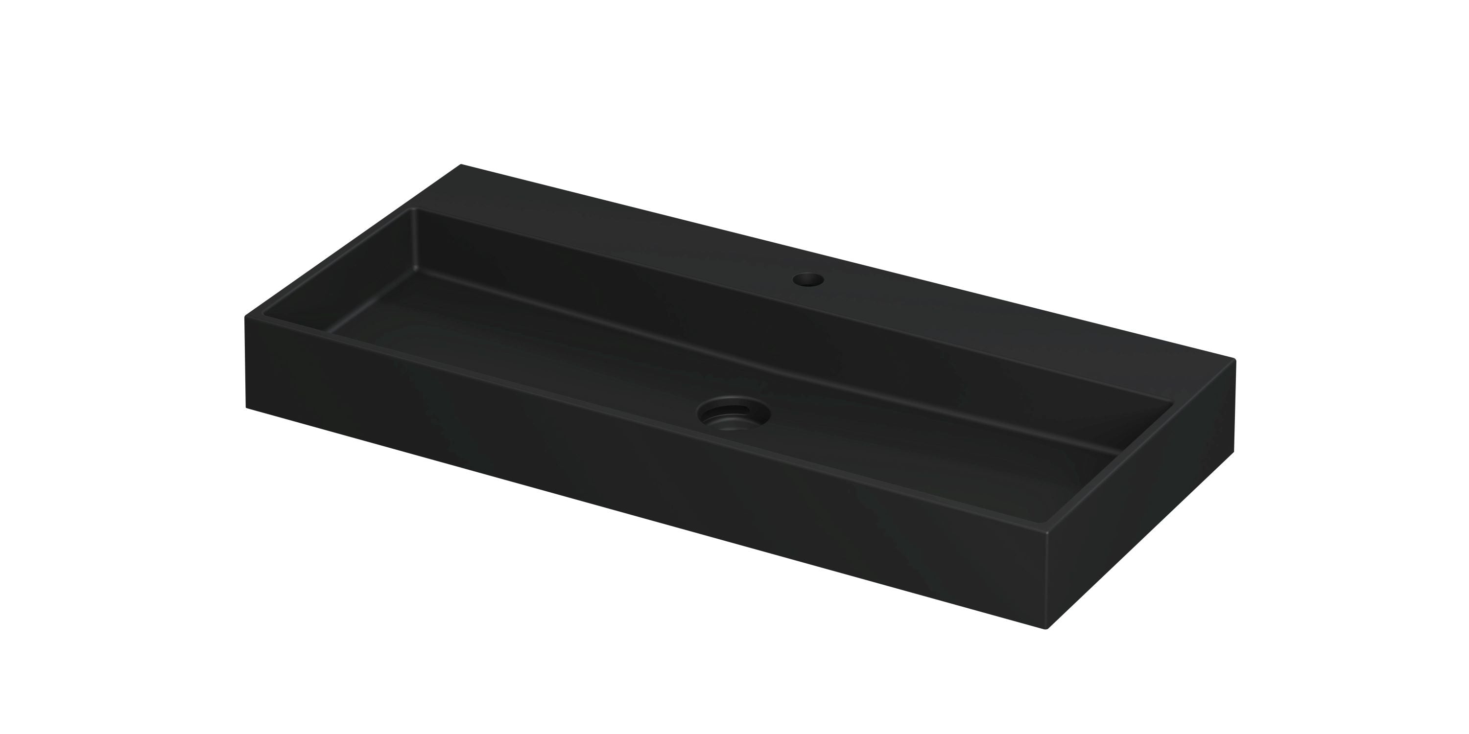 Ink United wastafel 100x45cm keramiek - centraal - 1 kraangat - mat zwart