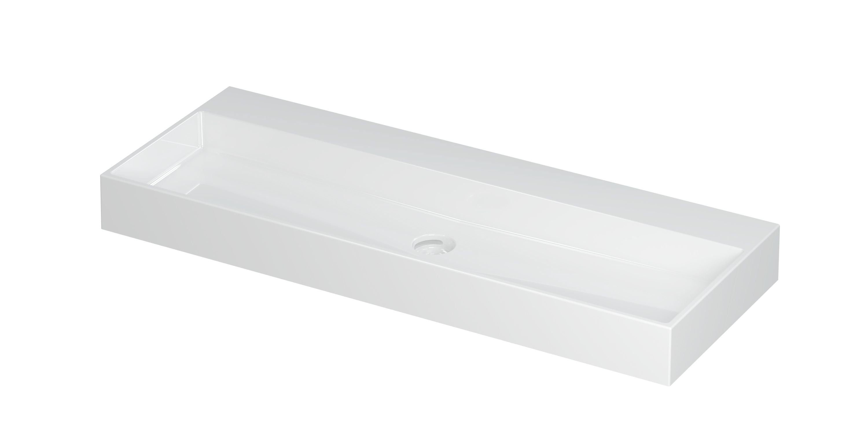 Ink United wastafel 120x45cm keramiek - centraal - zonder kraangaten - glans wit