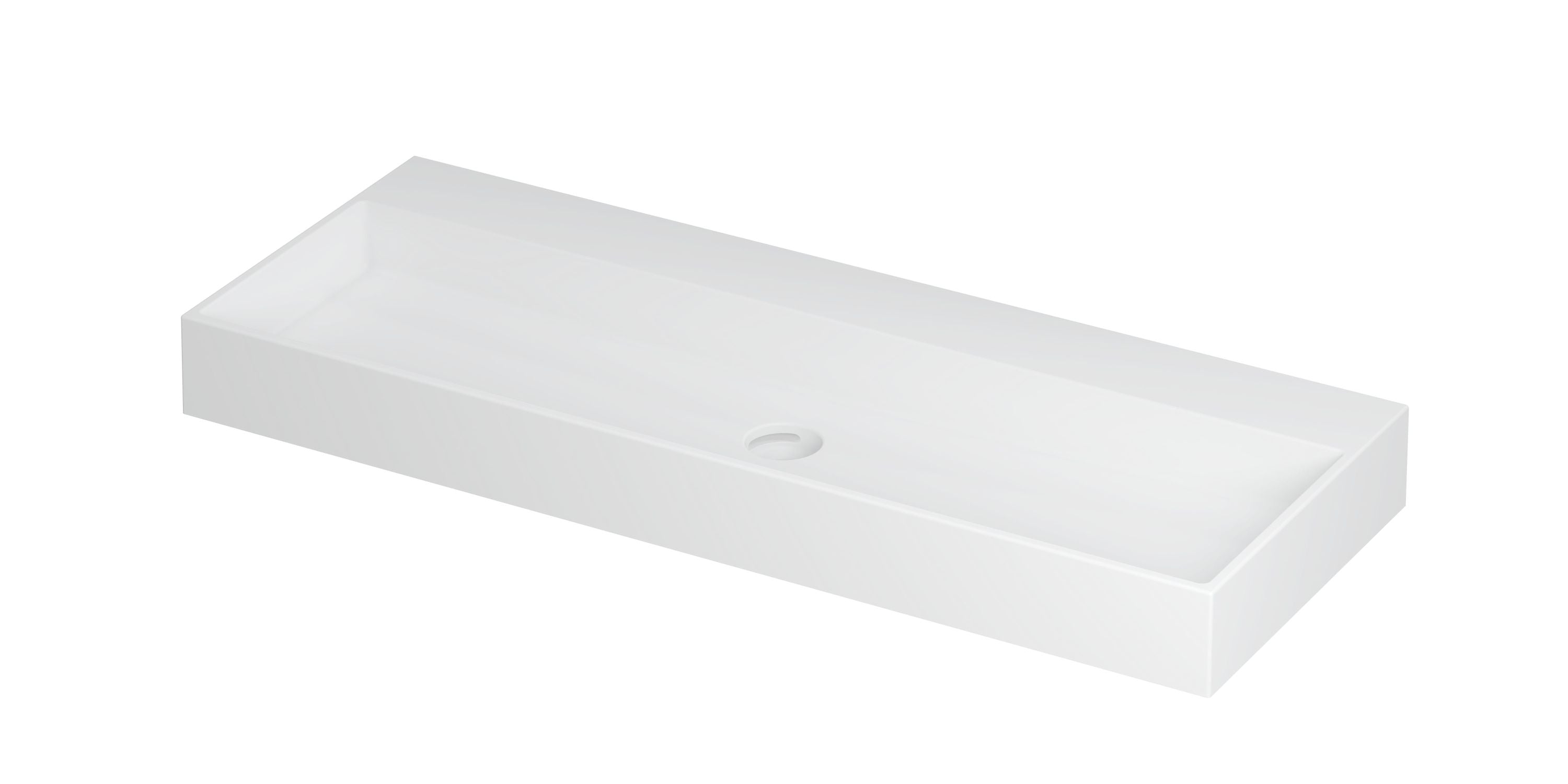 Ink United wastafel 120x45cm keramiek - centraal - zonder kraangaten - mat wit