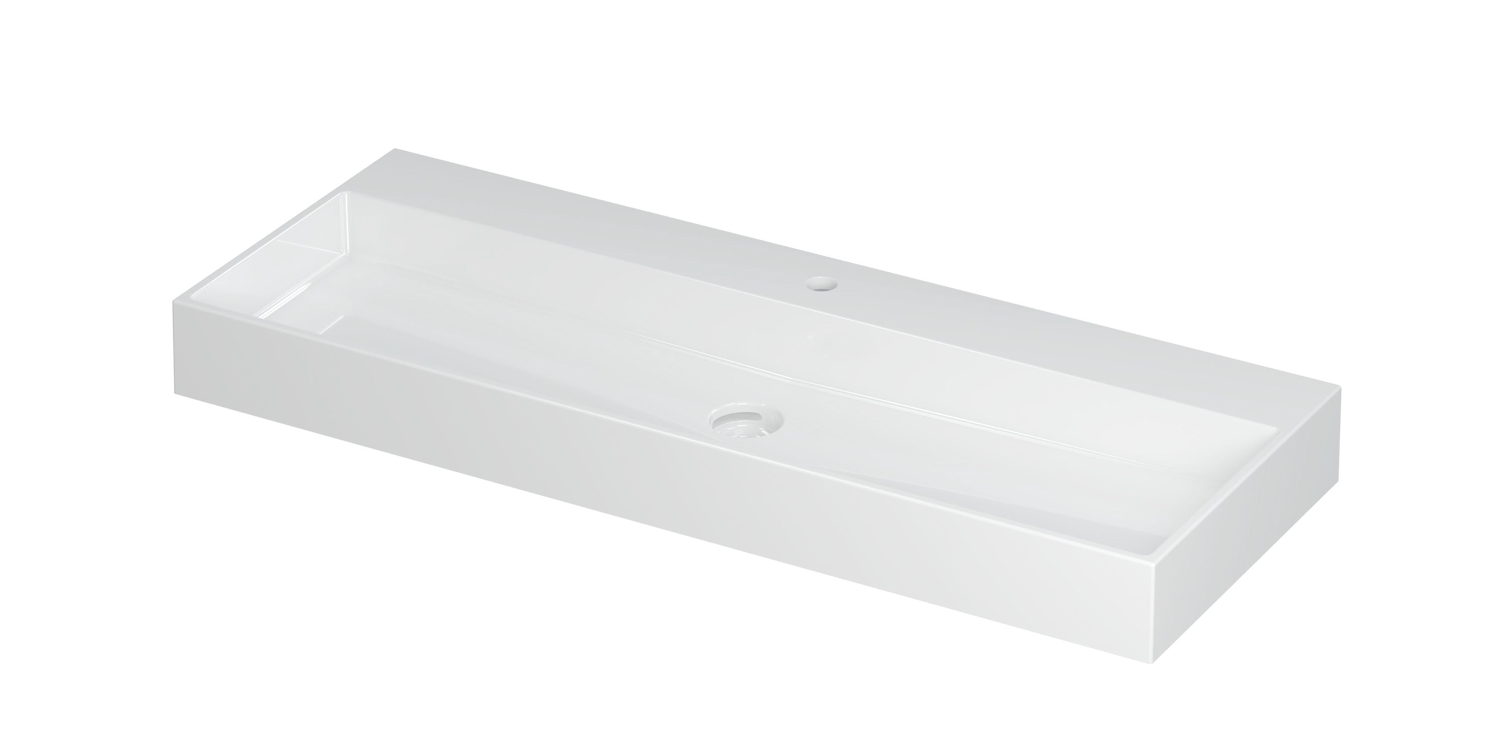 Ink United wastafel 120x45cm keramiek - centraal - 1 kraangat - glans wit