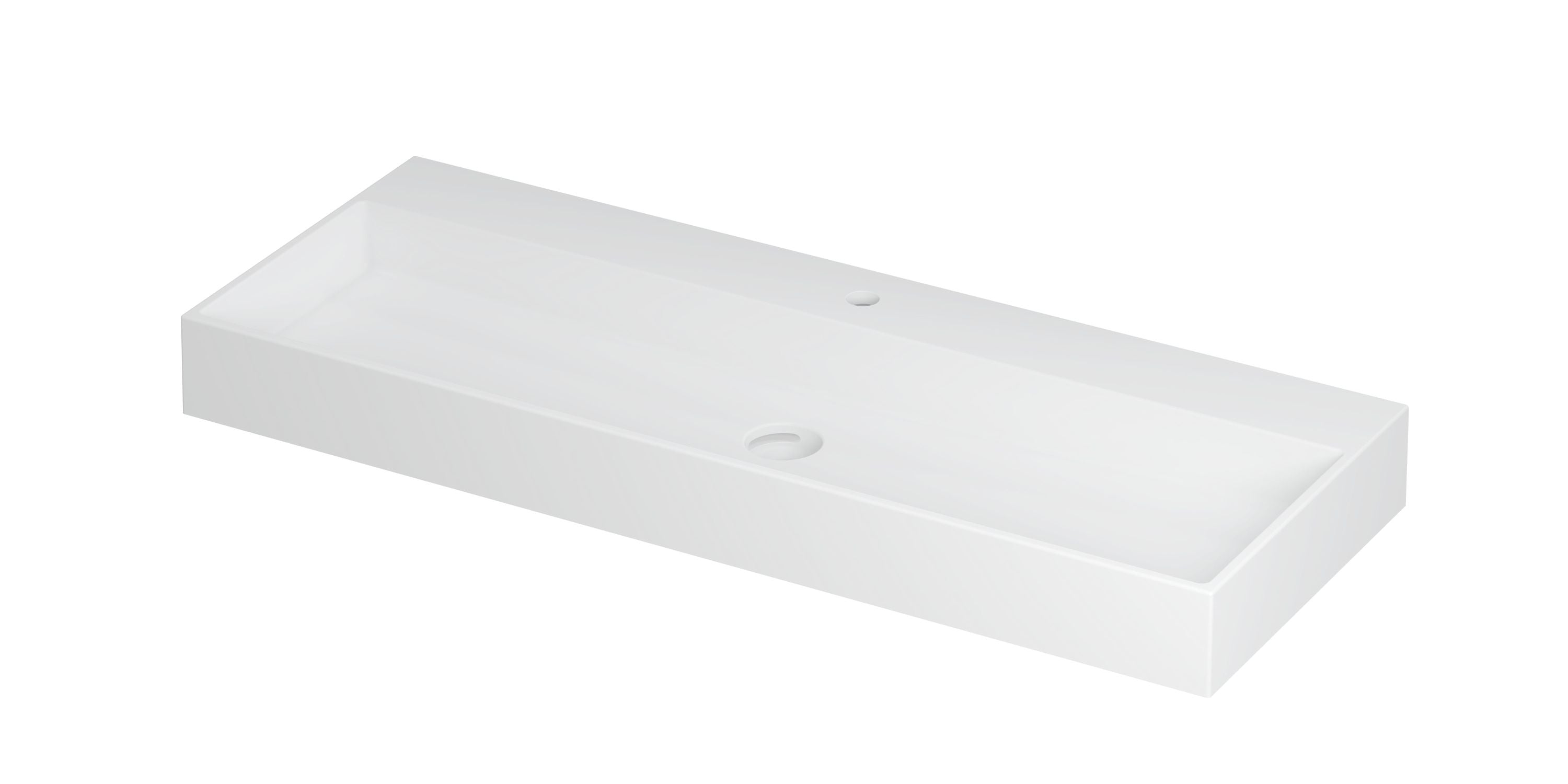 Ink United wastafel 120x45cm keramiek - centraal - 1 kraangat - mat wit