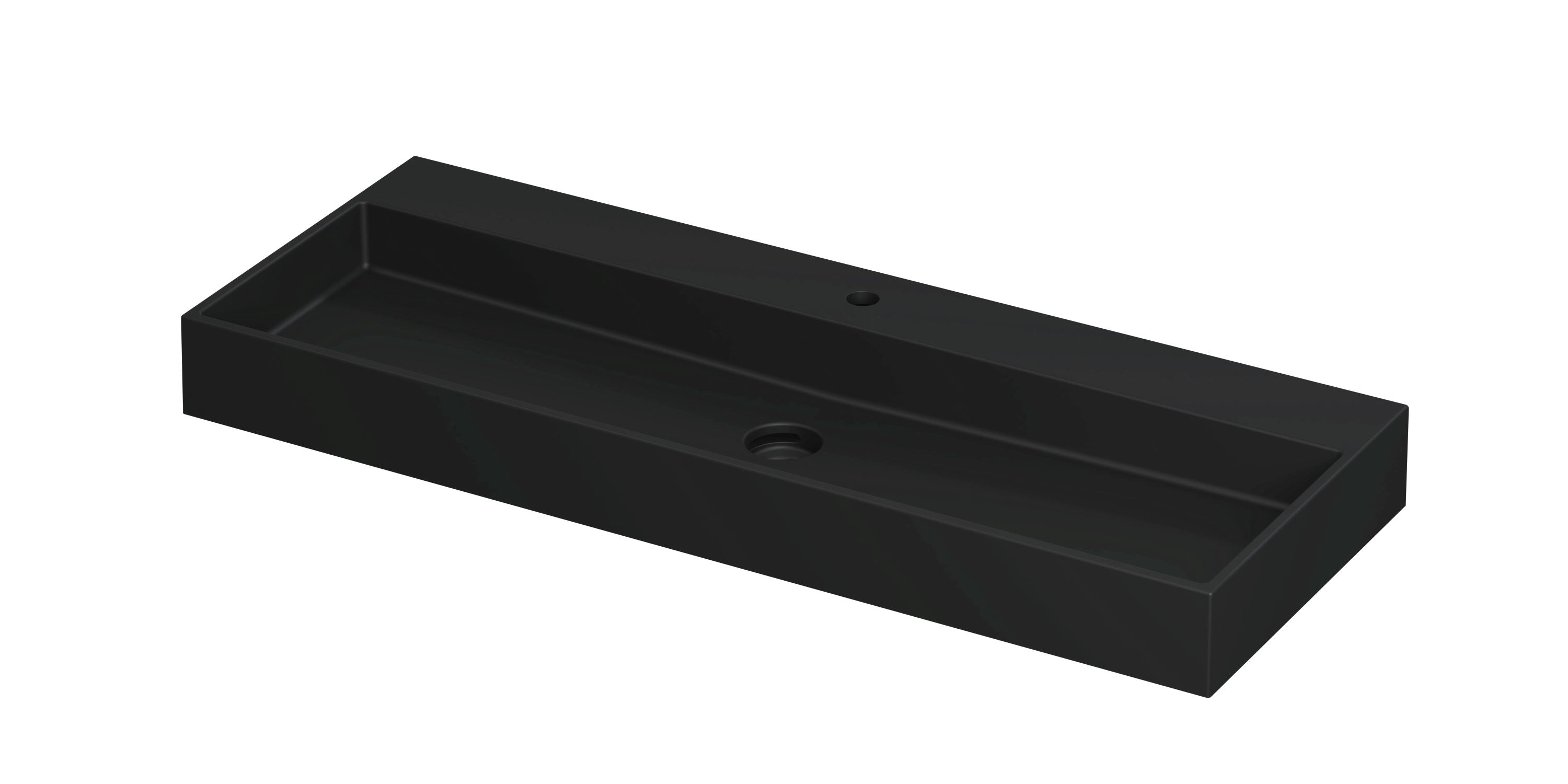 Ink United wastafel 120x45cm keramiek - centraal - 1 kraangat - mat zwart