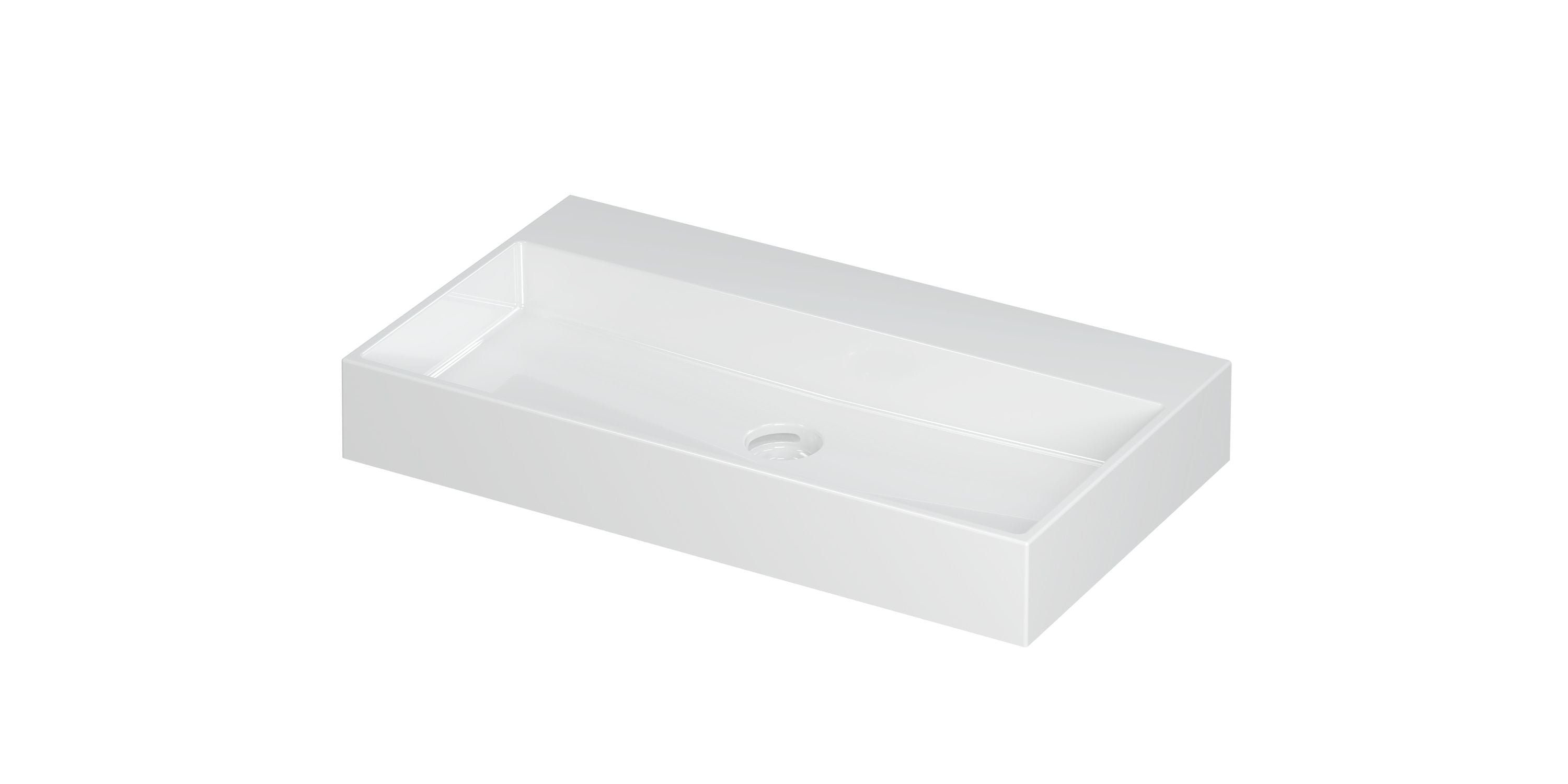 Ink United wastafel 80x45cm keramiek - zonder kraangat - glans wit