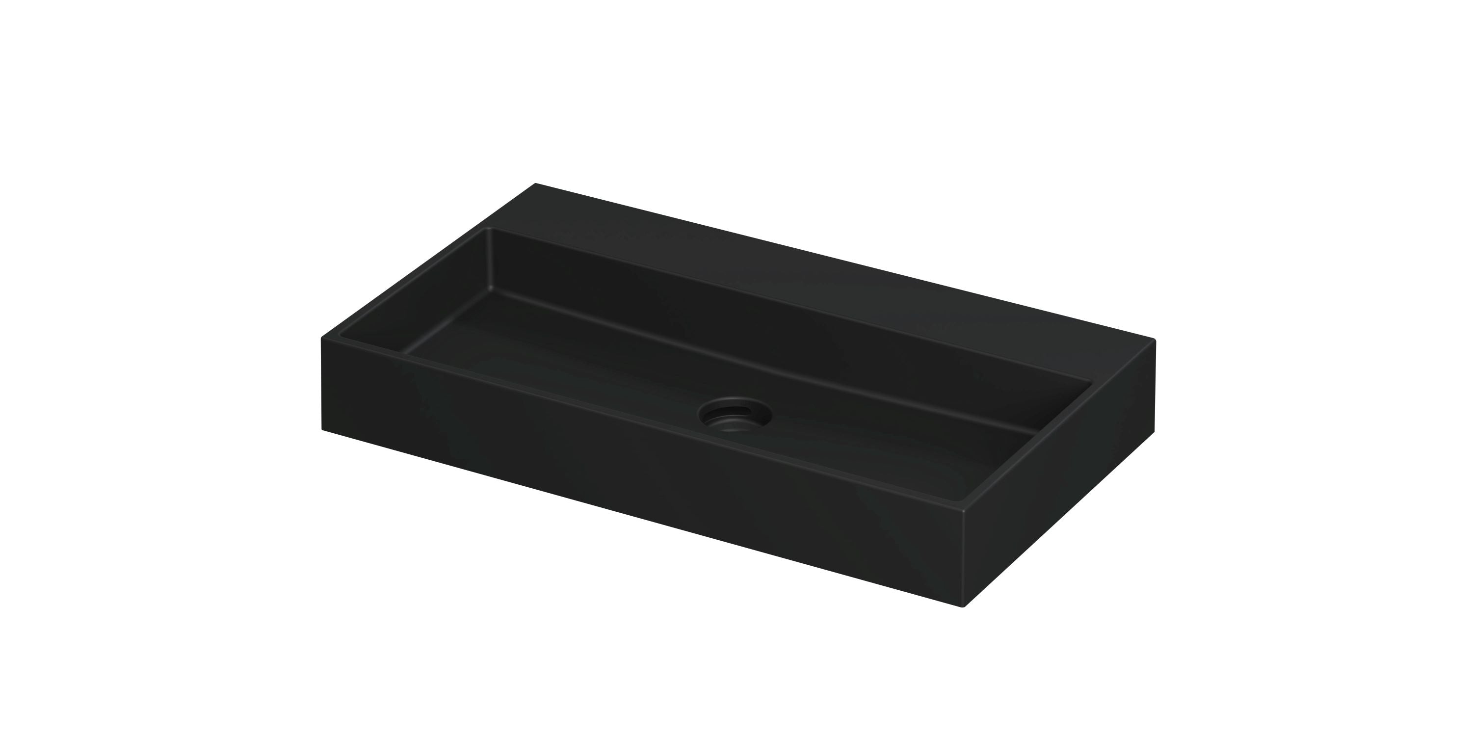 Ink United wastafel 80x45cm keramiek - zonder kraangat - mat zwart