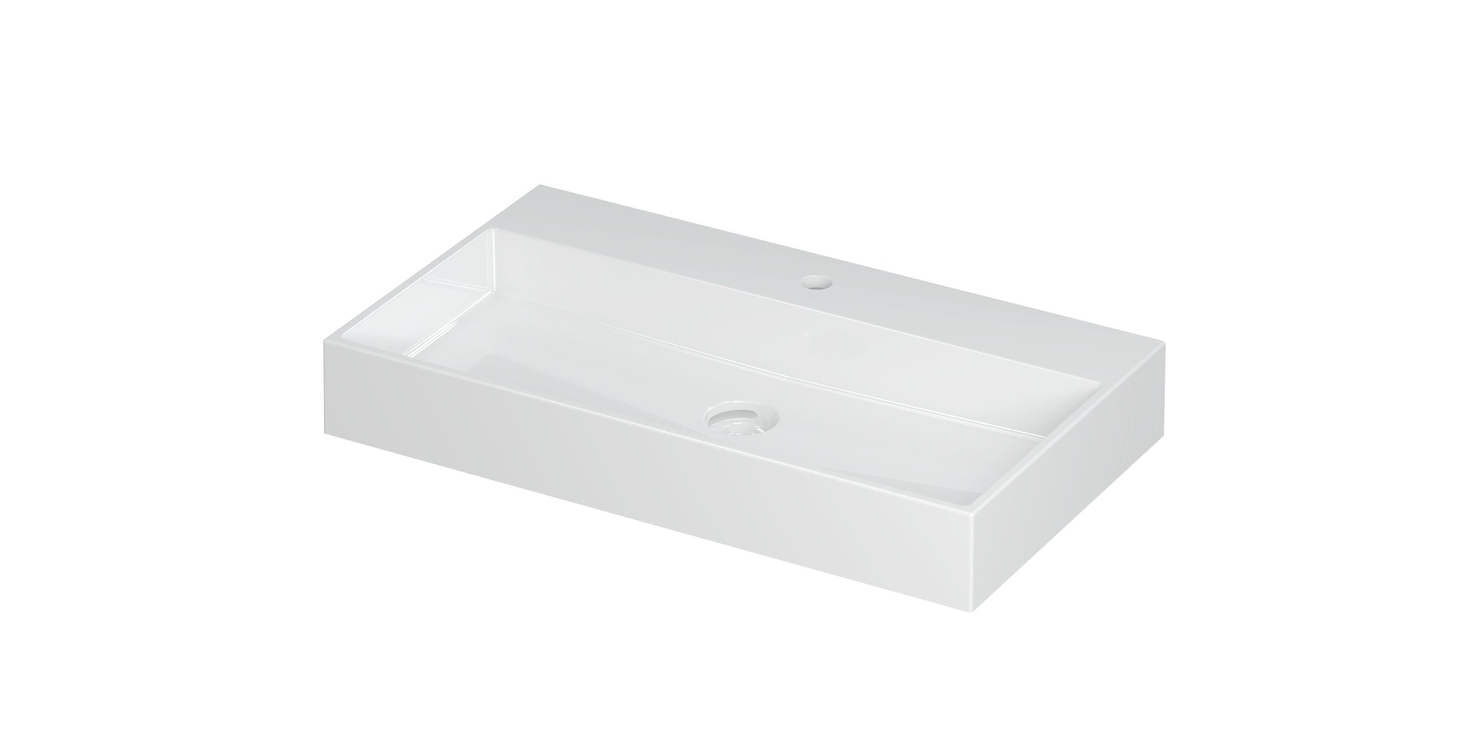 Ink United wastafel 80x45cm keramiek - 1 kraangat - glans wit