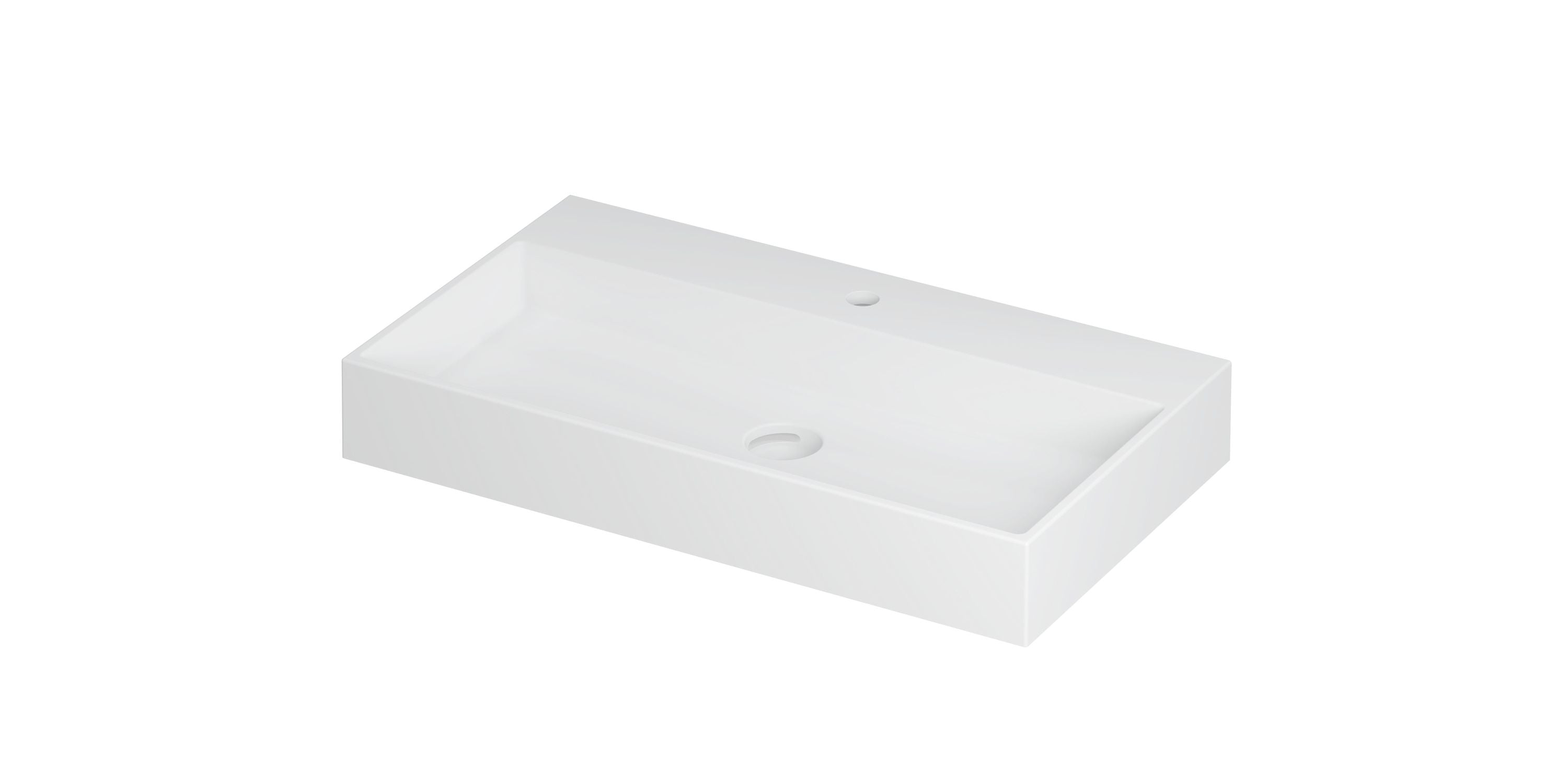 Ink United wastafel 80x45cm keramiek - 1 kraangat - mat wit