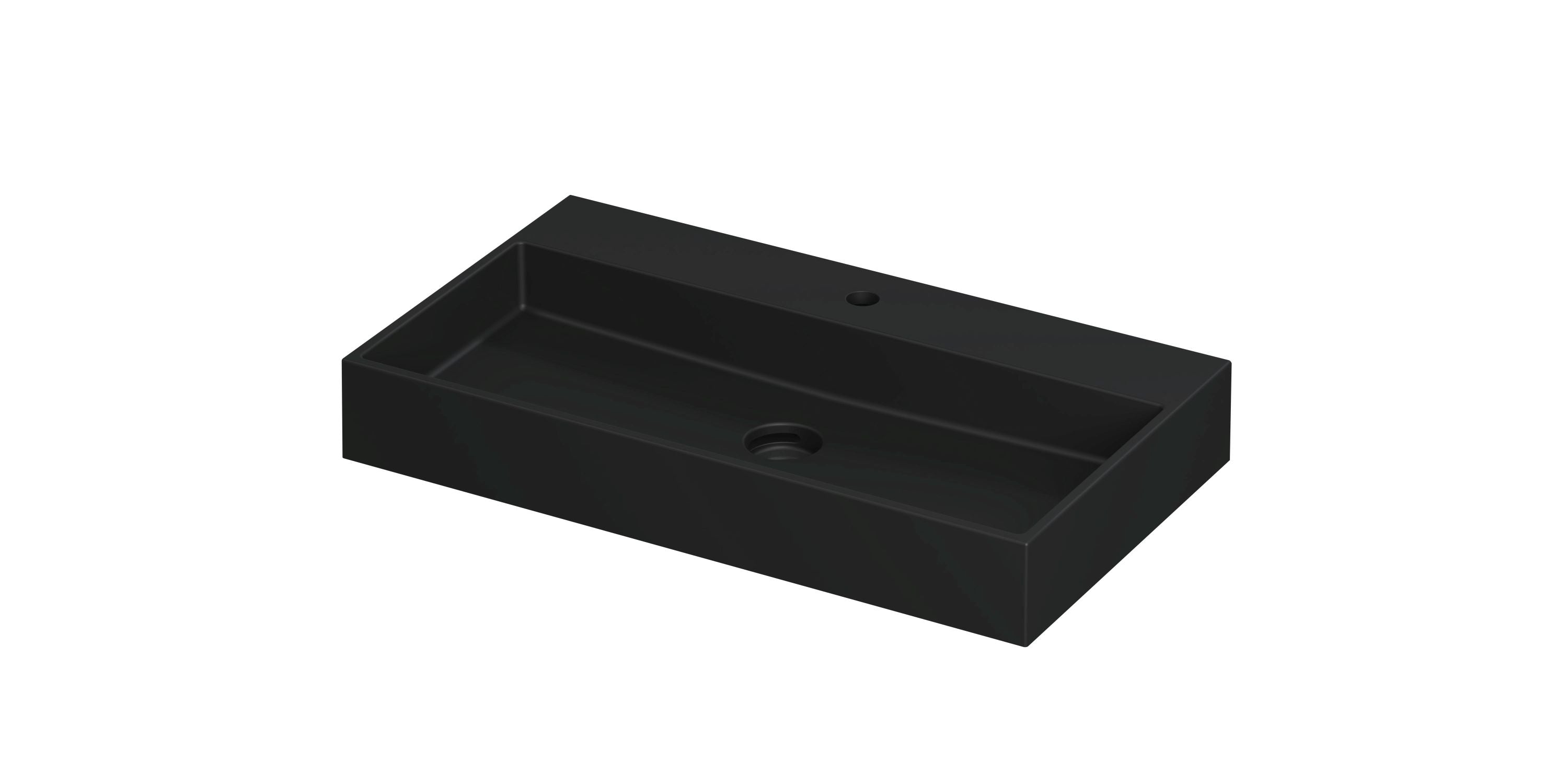 Ink United wastafel 80x45cm keramiek - 1 kraangat - mat zwart