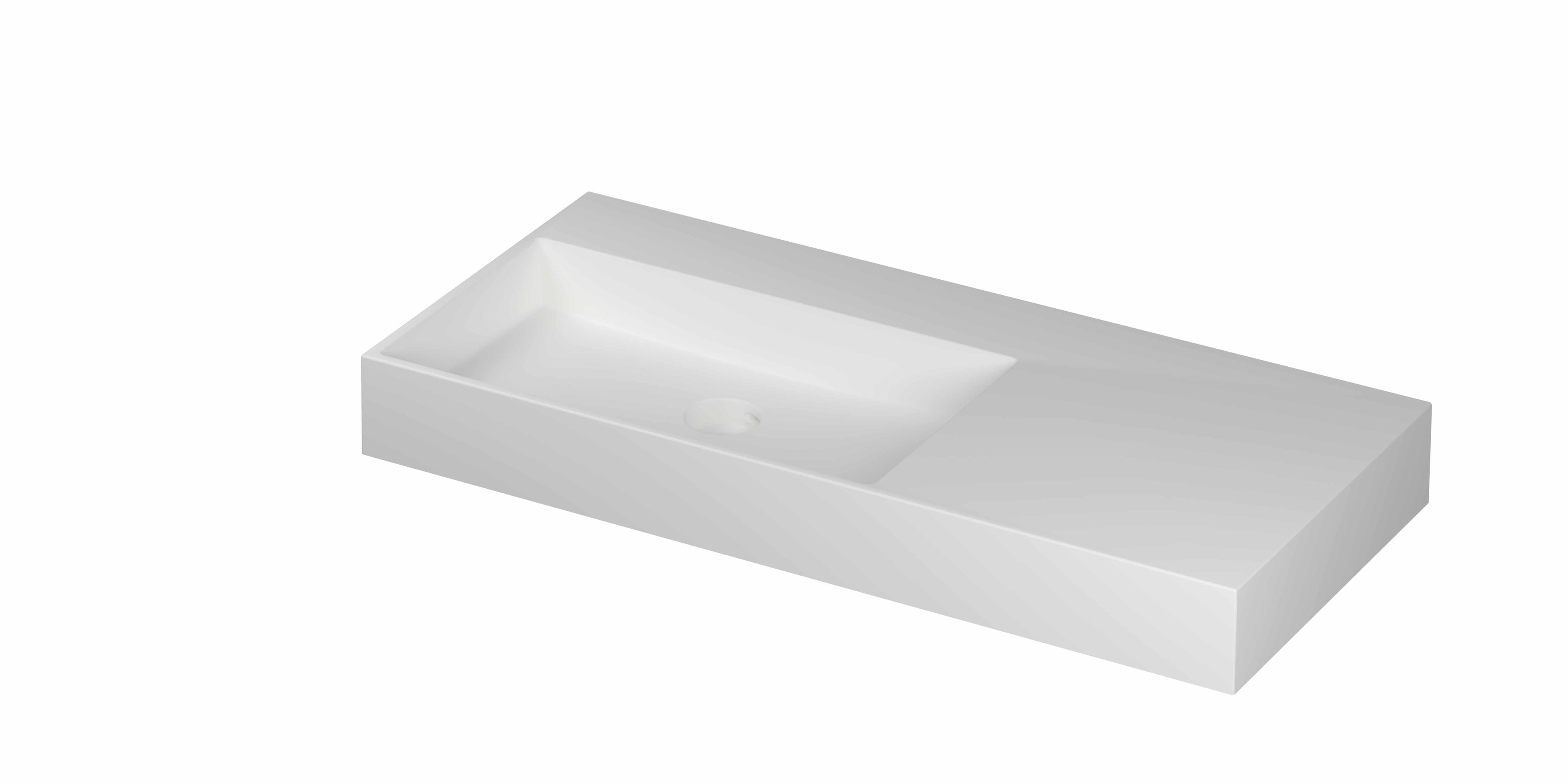 Ink United wastafel 100x45cm keramiek - links - zonder kraangat - mat wit