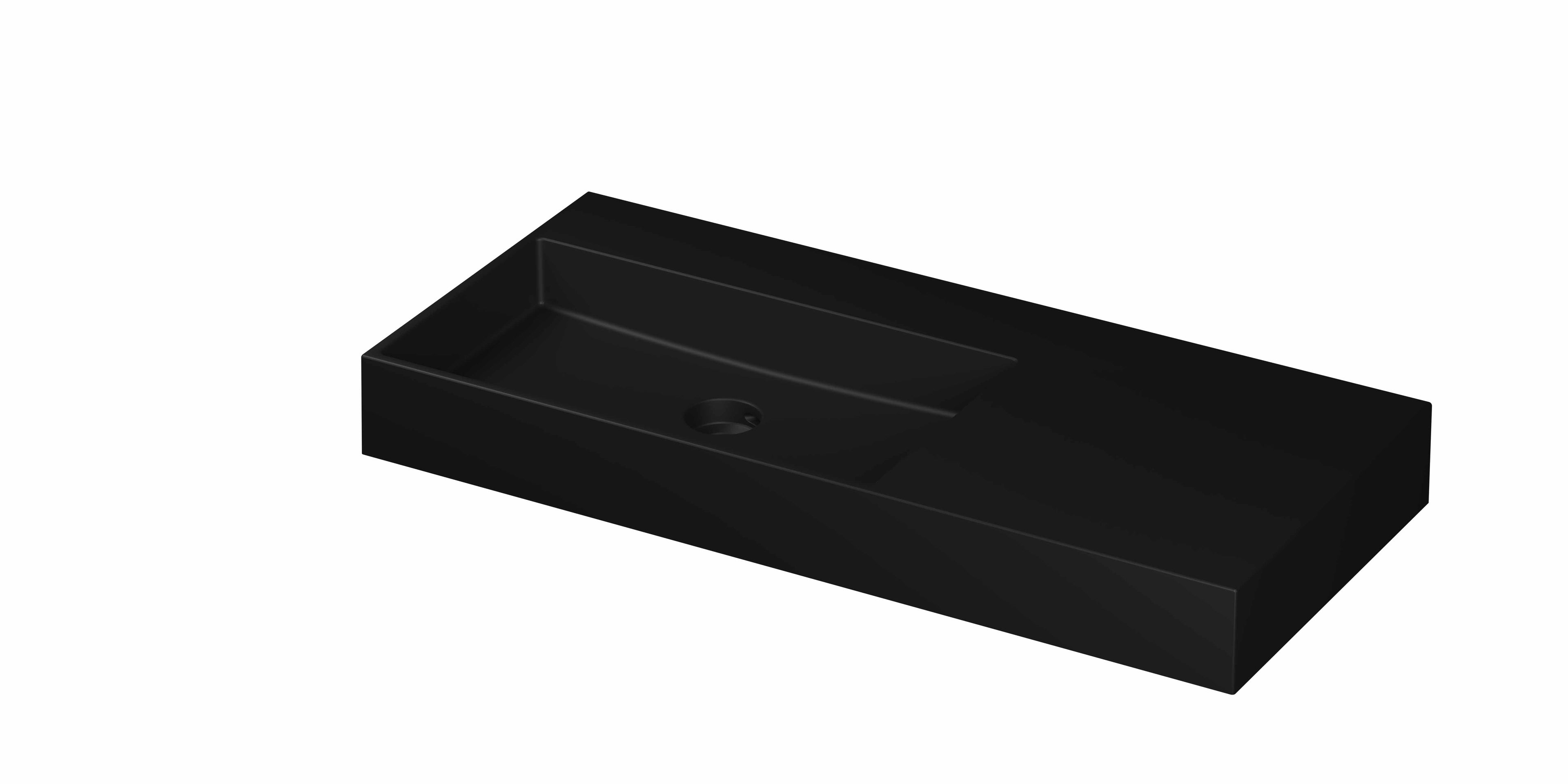 Ink United wastafel 100x45cm keramiek - links - zonder kraangat - mat zwart
