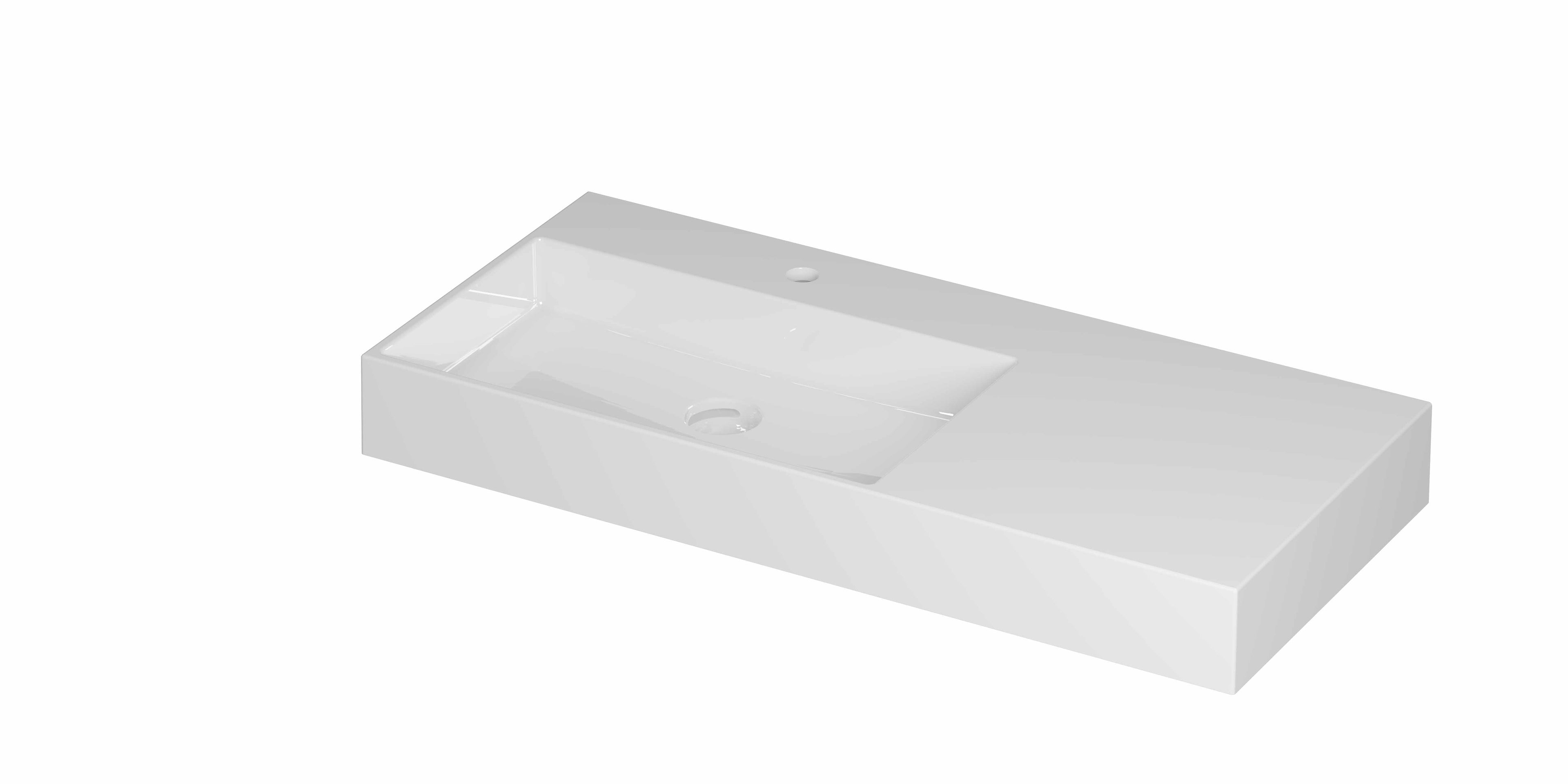 Ink United wastafel 100x45cm keramiek - links - 1 kraangat - glans wit