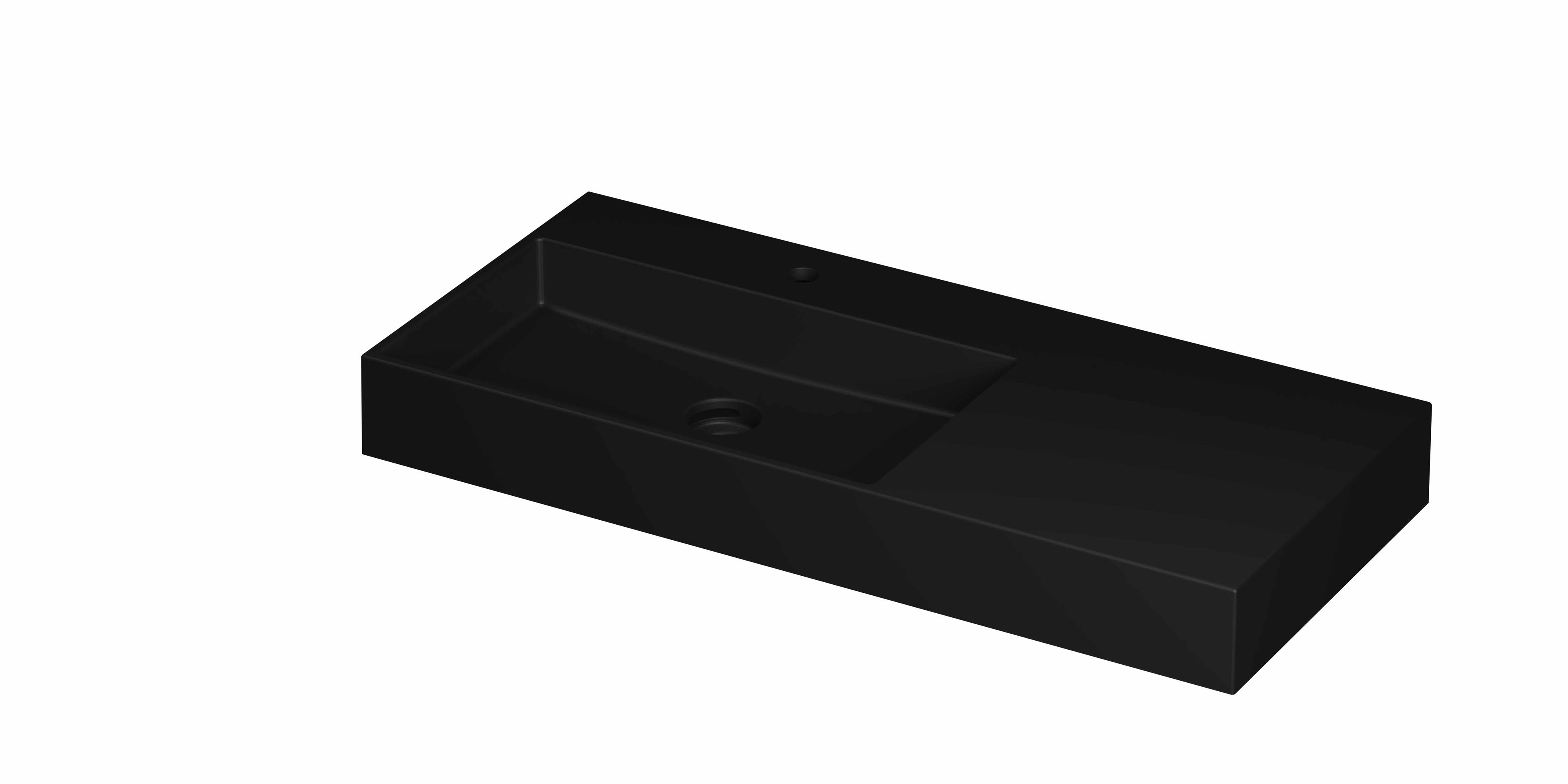 Ink United wastafel 100x45cm keramiek - links - 1 kraangat - mat zwart