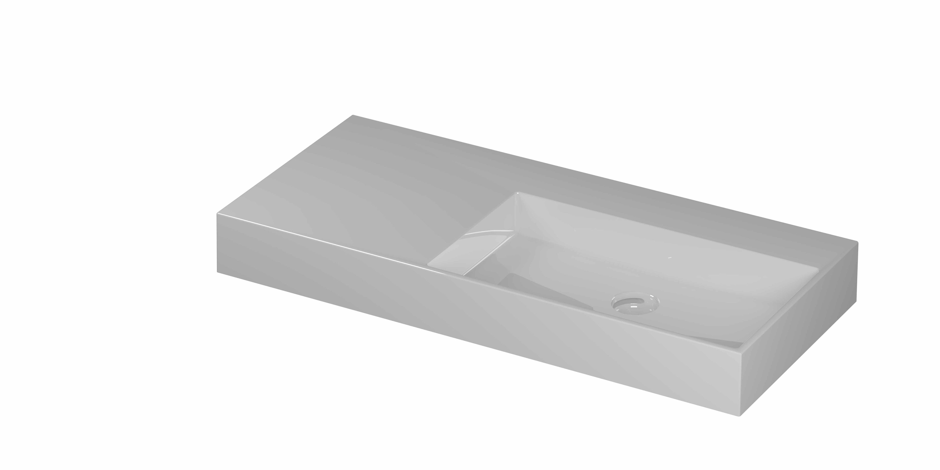 Ink United wastafel 100x45cm keramiek - rechts - zonder kraangat - glans wit
