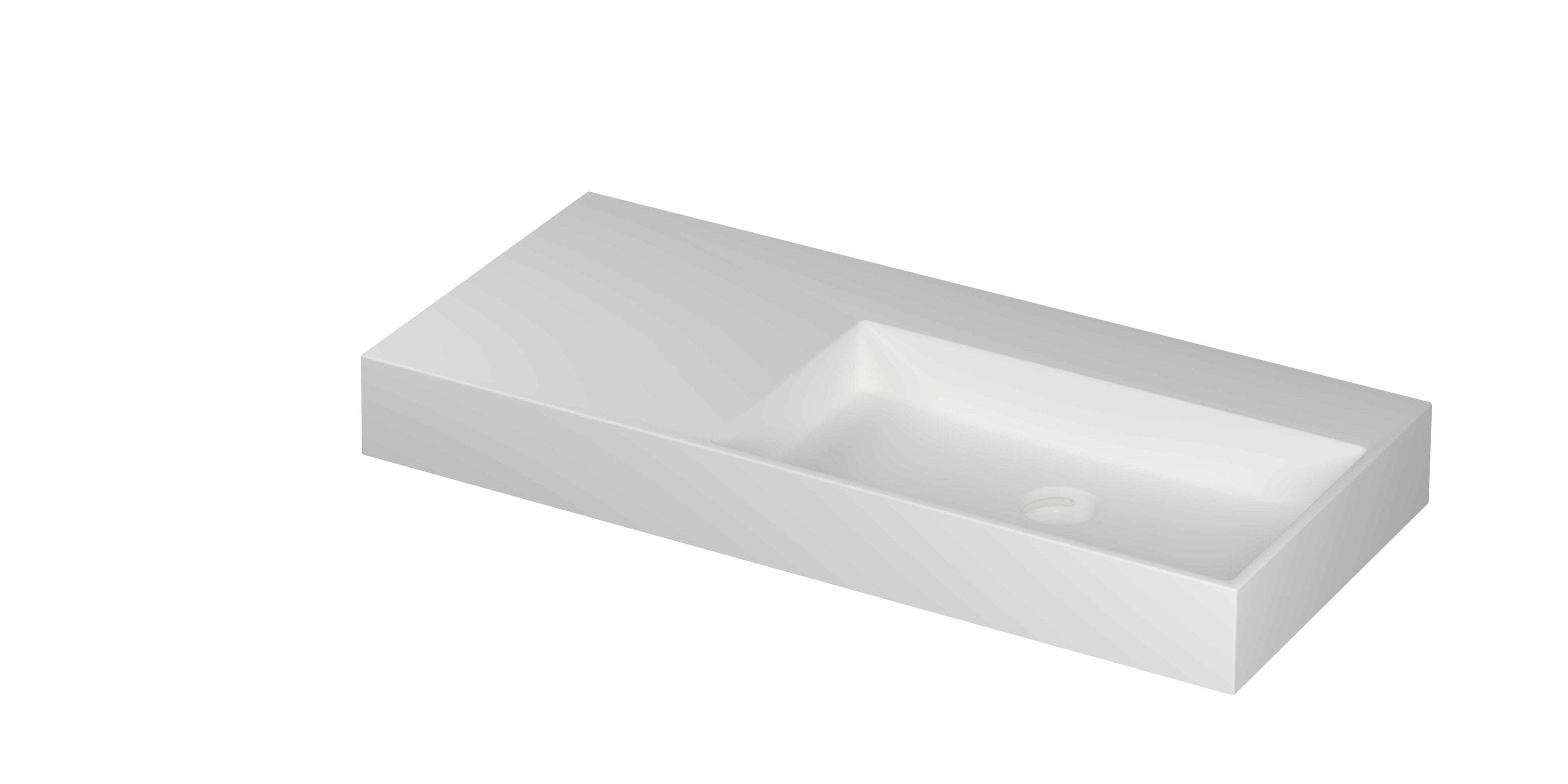 Ink United wastafel 100x45cm keramiek - rechts - zonder kraangat - mat wit