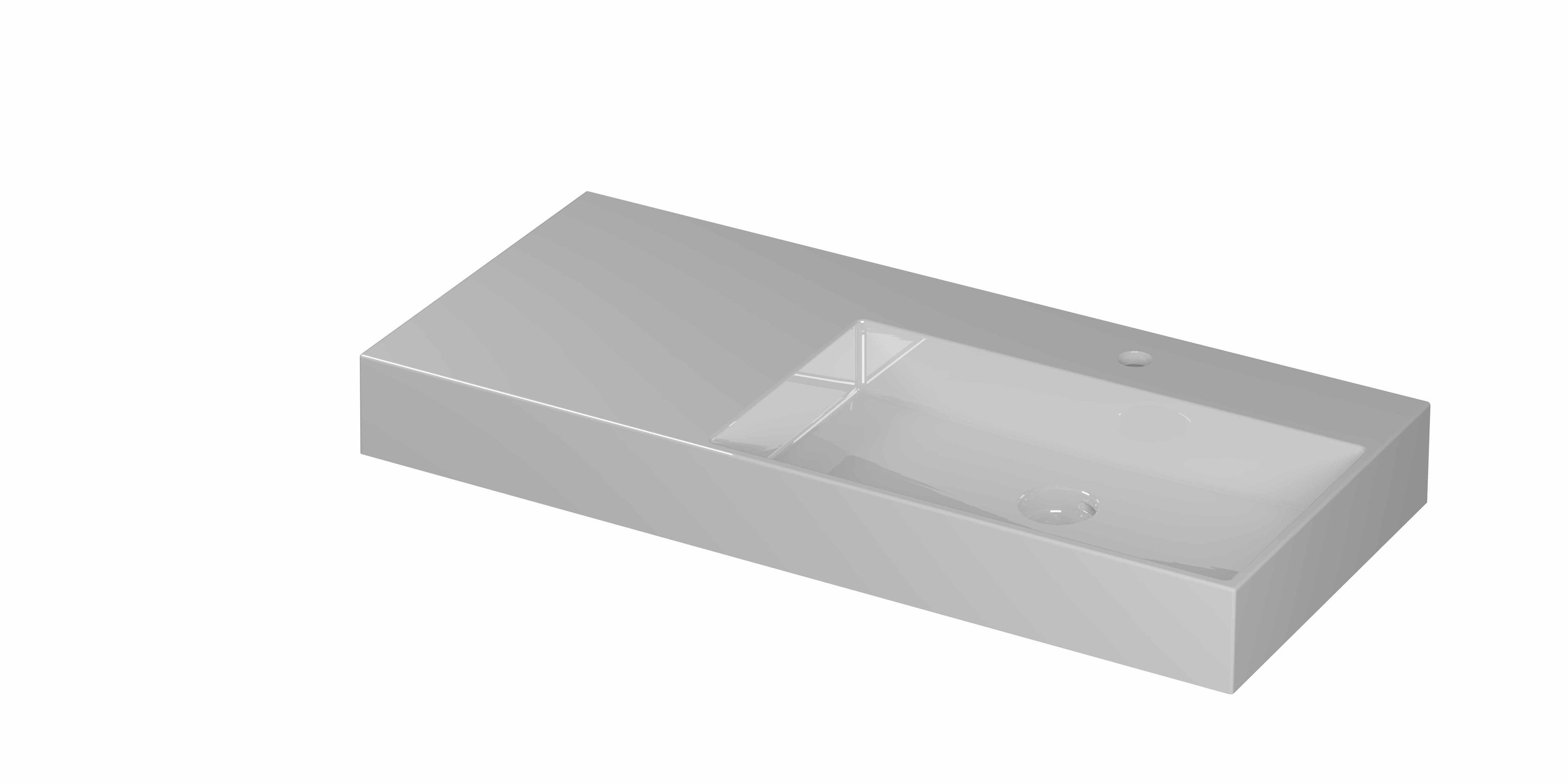 Ink United wastafel 100x45cm keramiek - rechts - 1 kraangat - glans wit