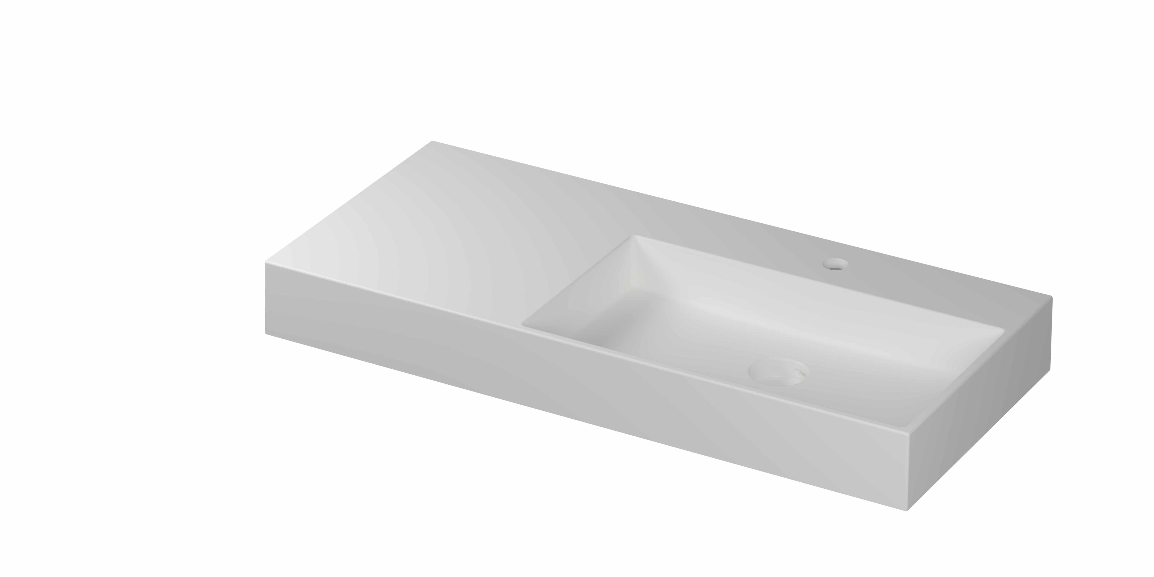Ink United wastafel 100x45cm keramiek - rechts - 1 kraangat - mat wit