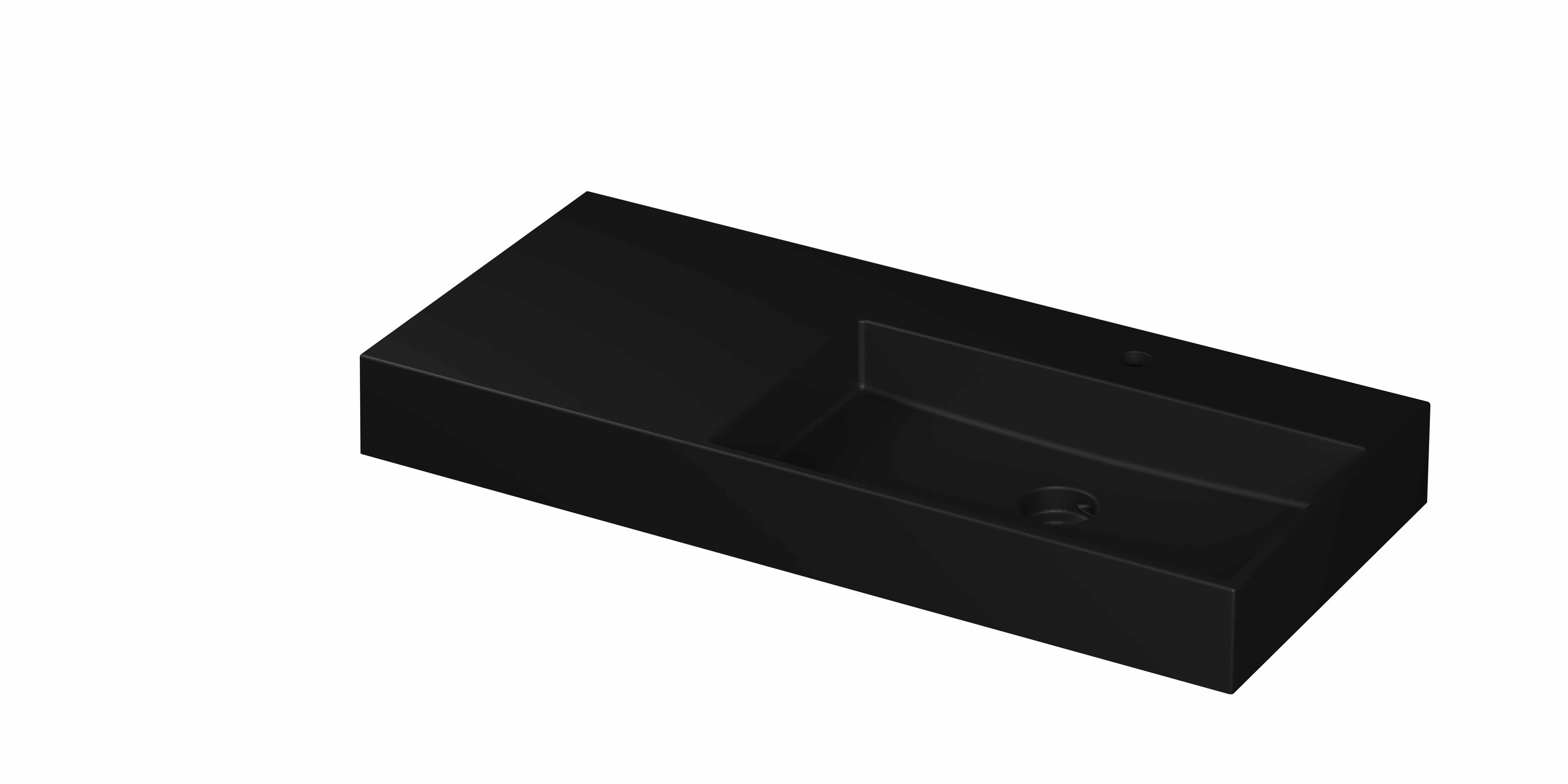 Ink United wastafel 100x45cm keramiek - rechts - 1 kraangat - mat zwart