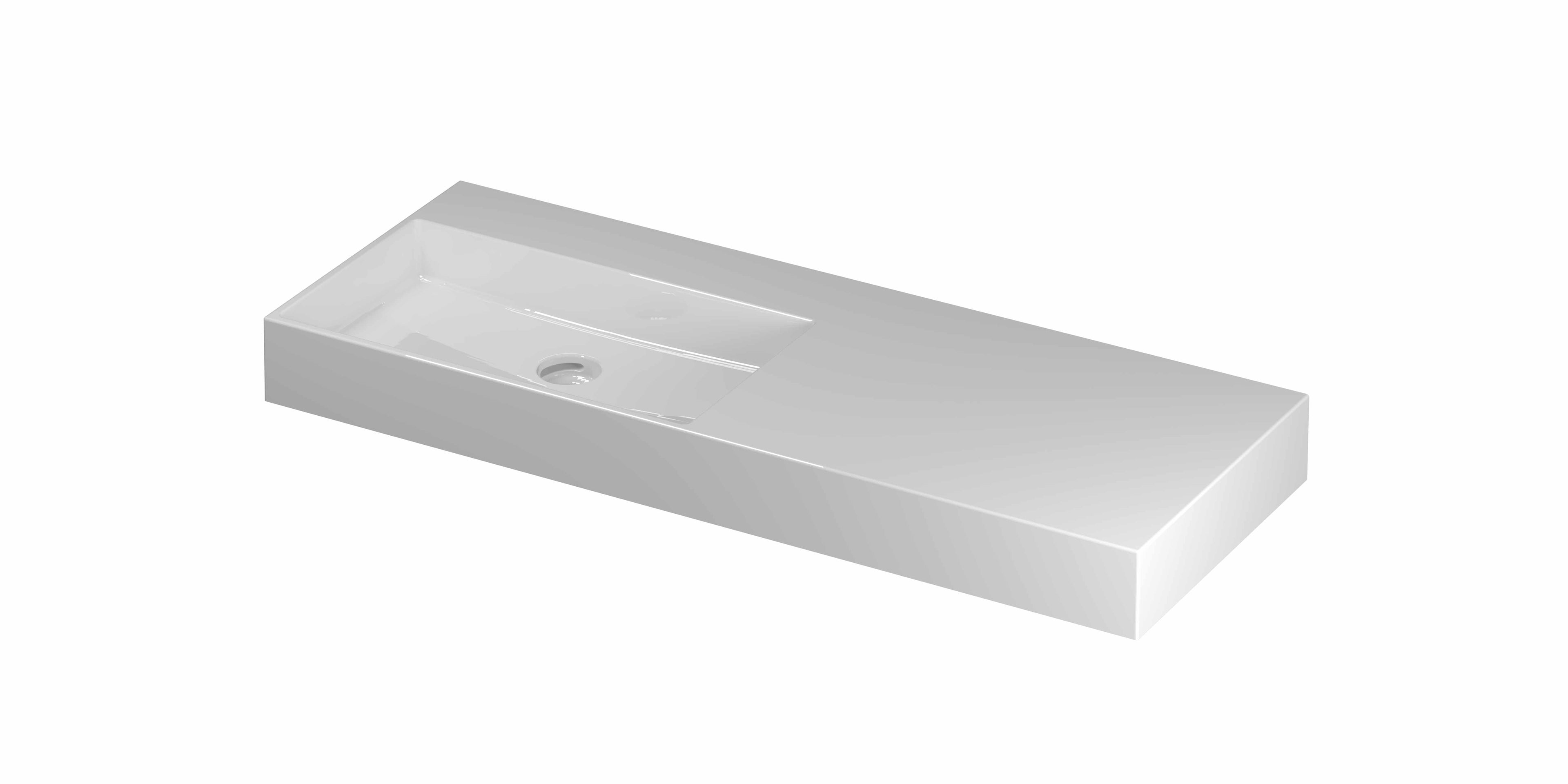 Ink United wastafel 120x45cm keramiek - links - zonder kraangat - glans wit