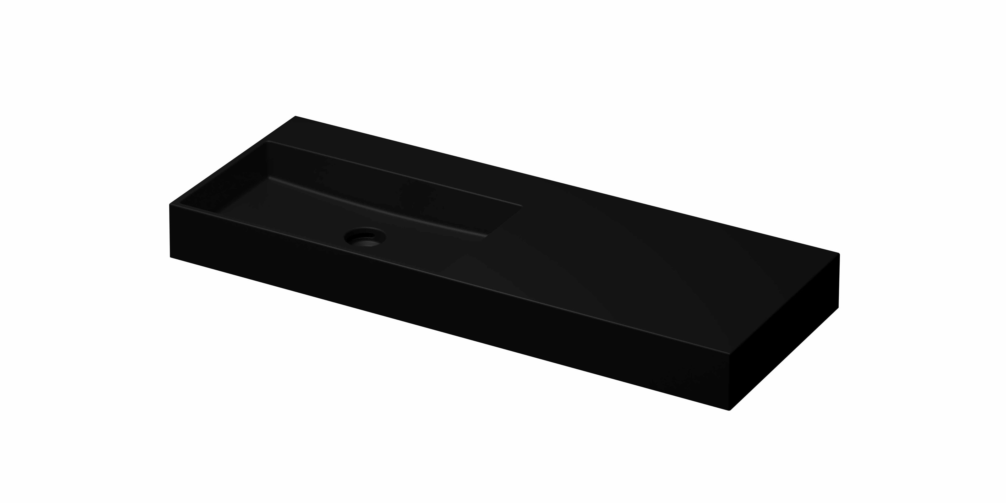 Ink United wastafel 120x45cm keramiek - links - zonder kraangat - mat zwart