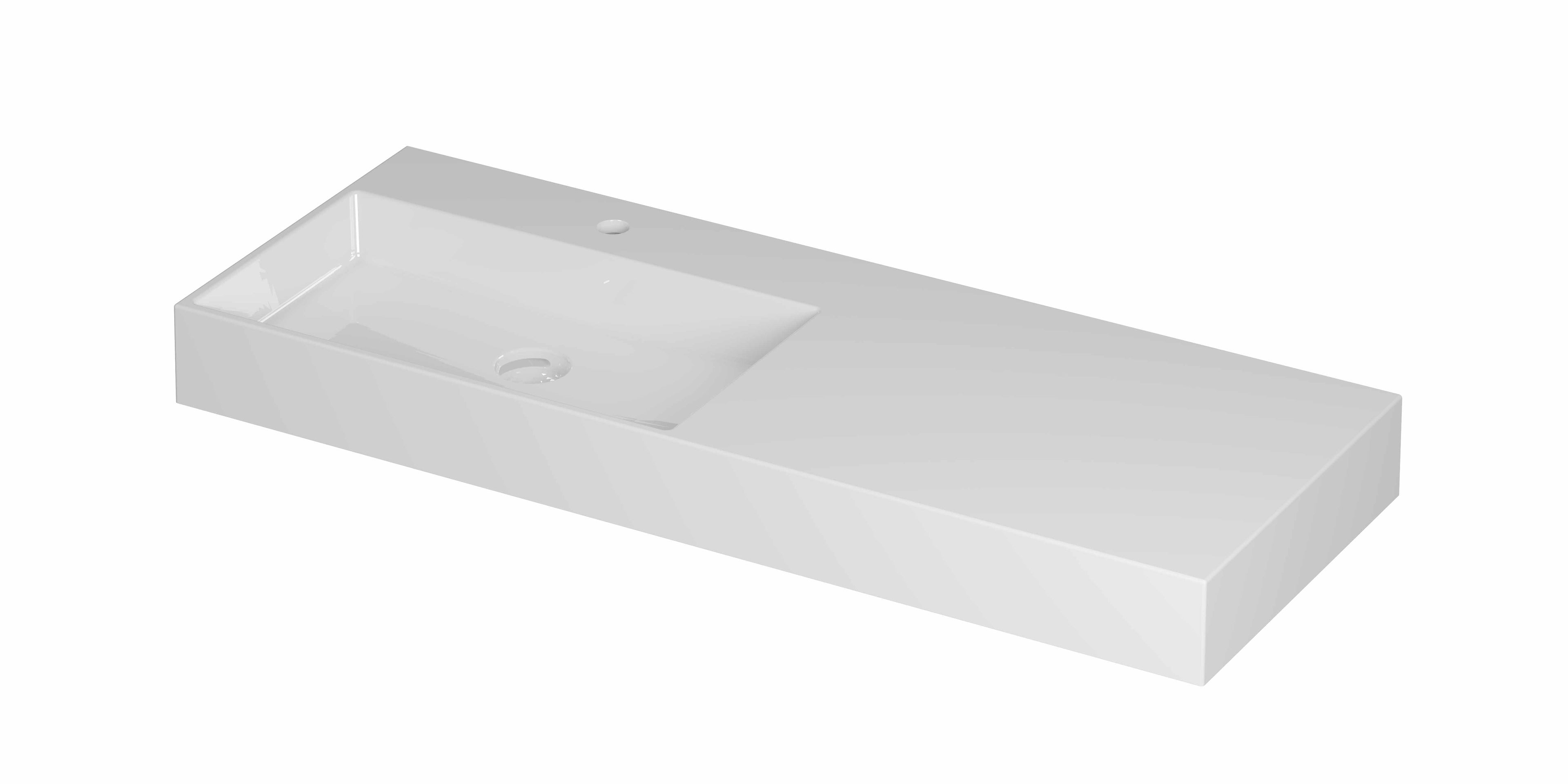 Ink United wastafel 120x45cm keramiek - links - 1 kraangat - glans wit