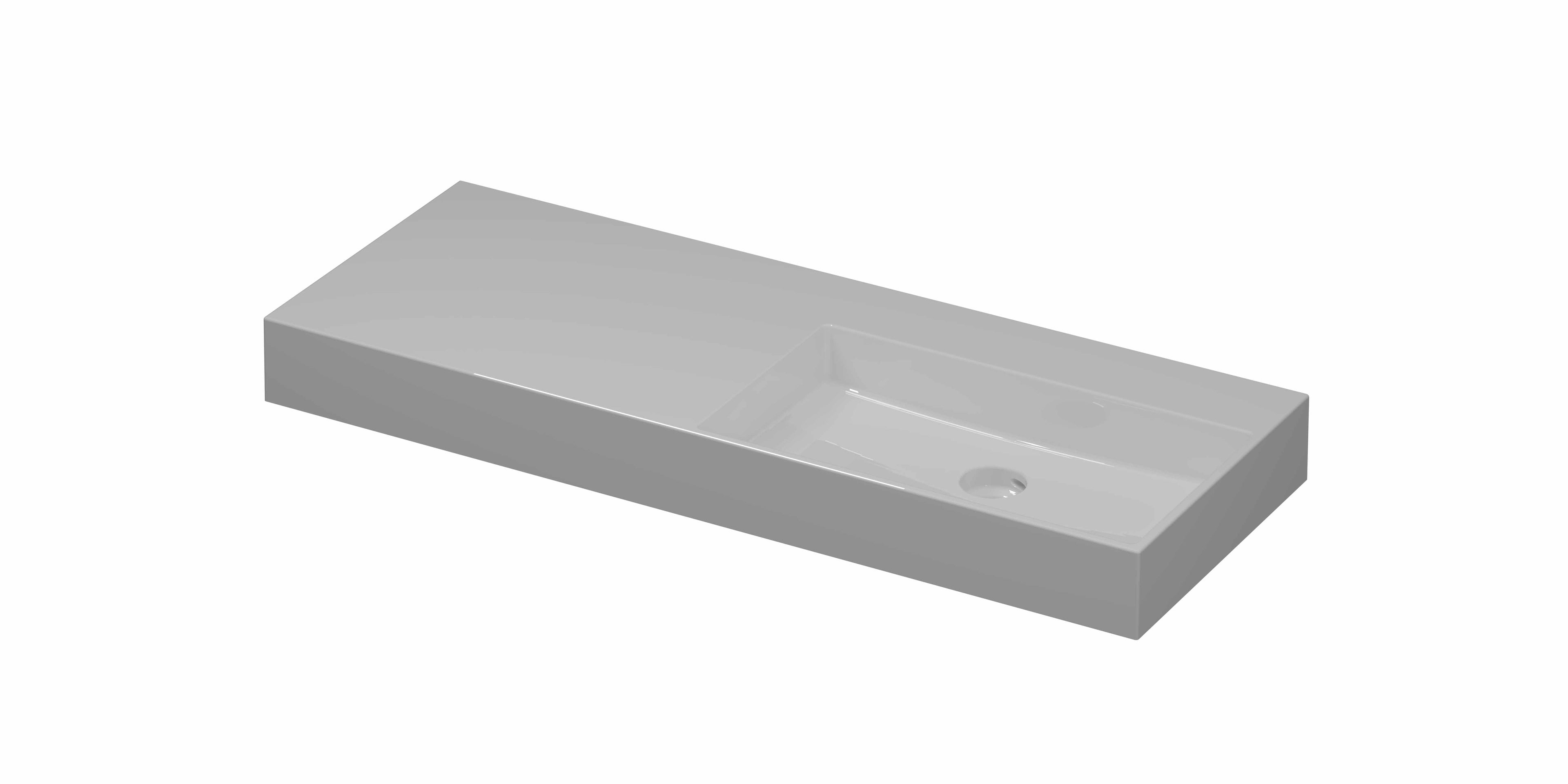 Ink United wastafel 120x45cm keramiek - rechts - zonder kraangat - glans wit