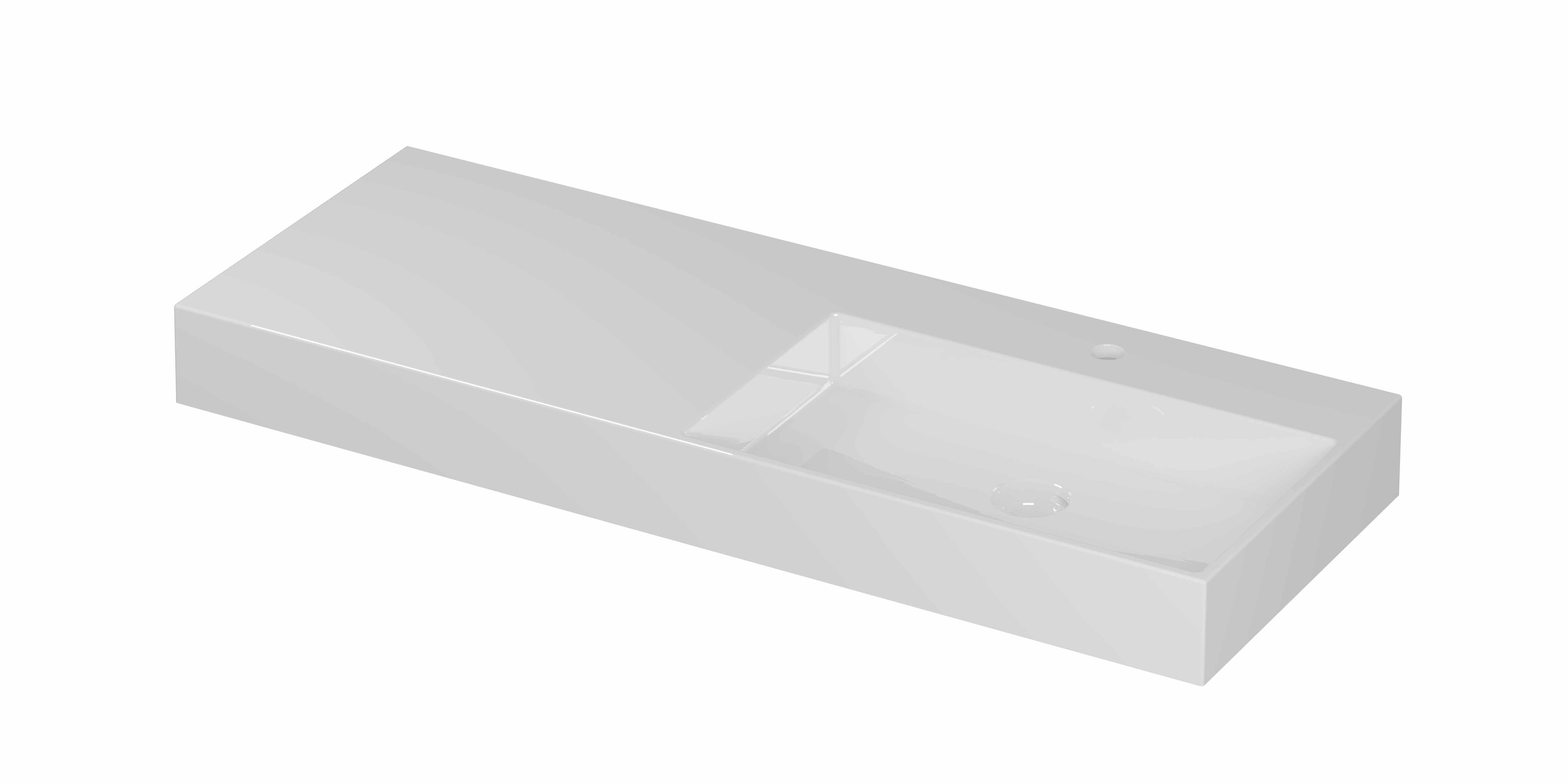 Ink United wastafel 120x45cm keramiek - rechts - 1 kraangat - glans wit