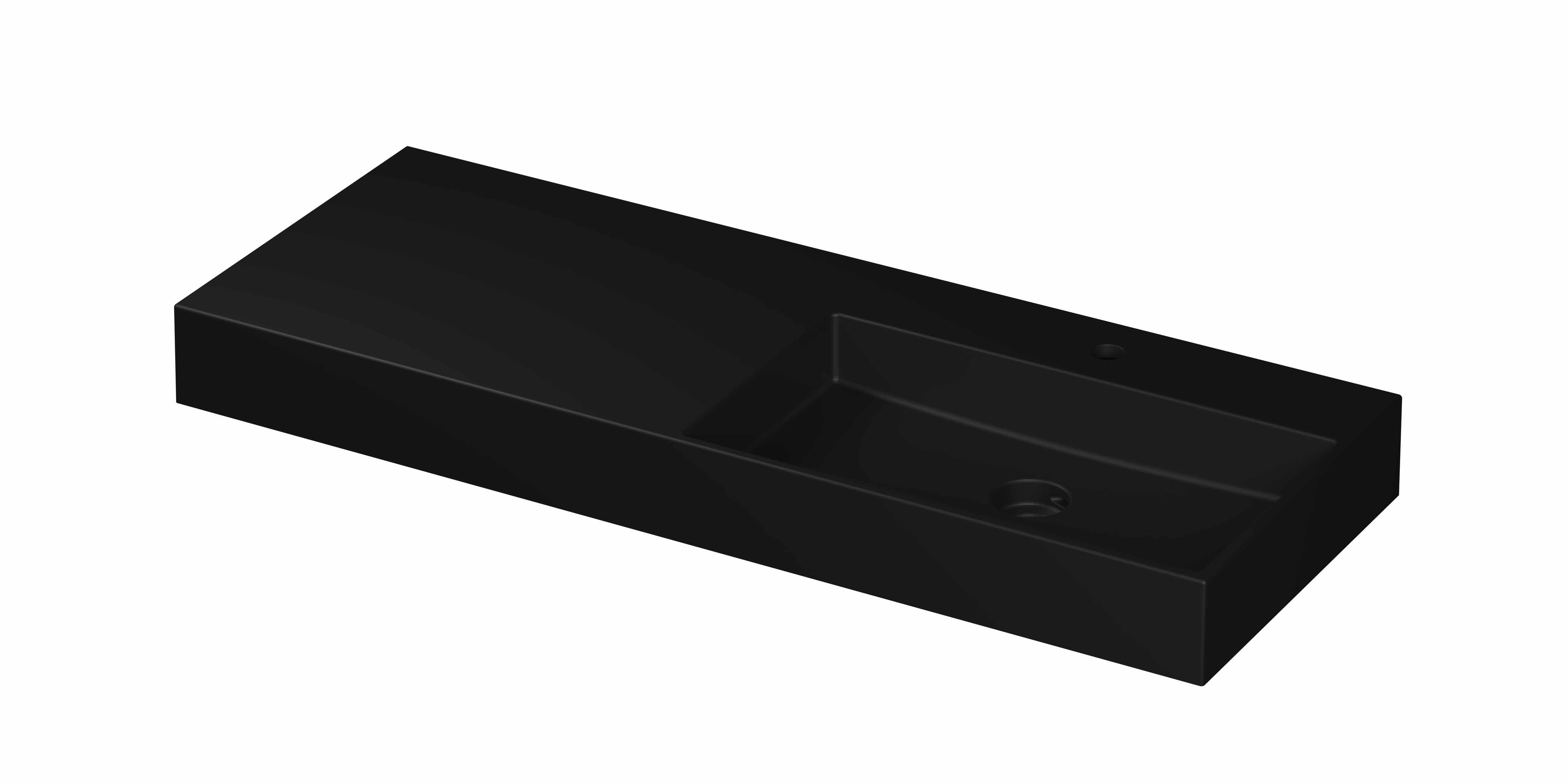 Ink United wastafel 120x45cm keramiek - rechts - 1 kraangat - mat zwart