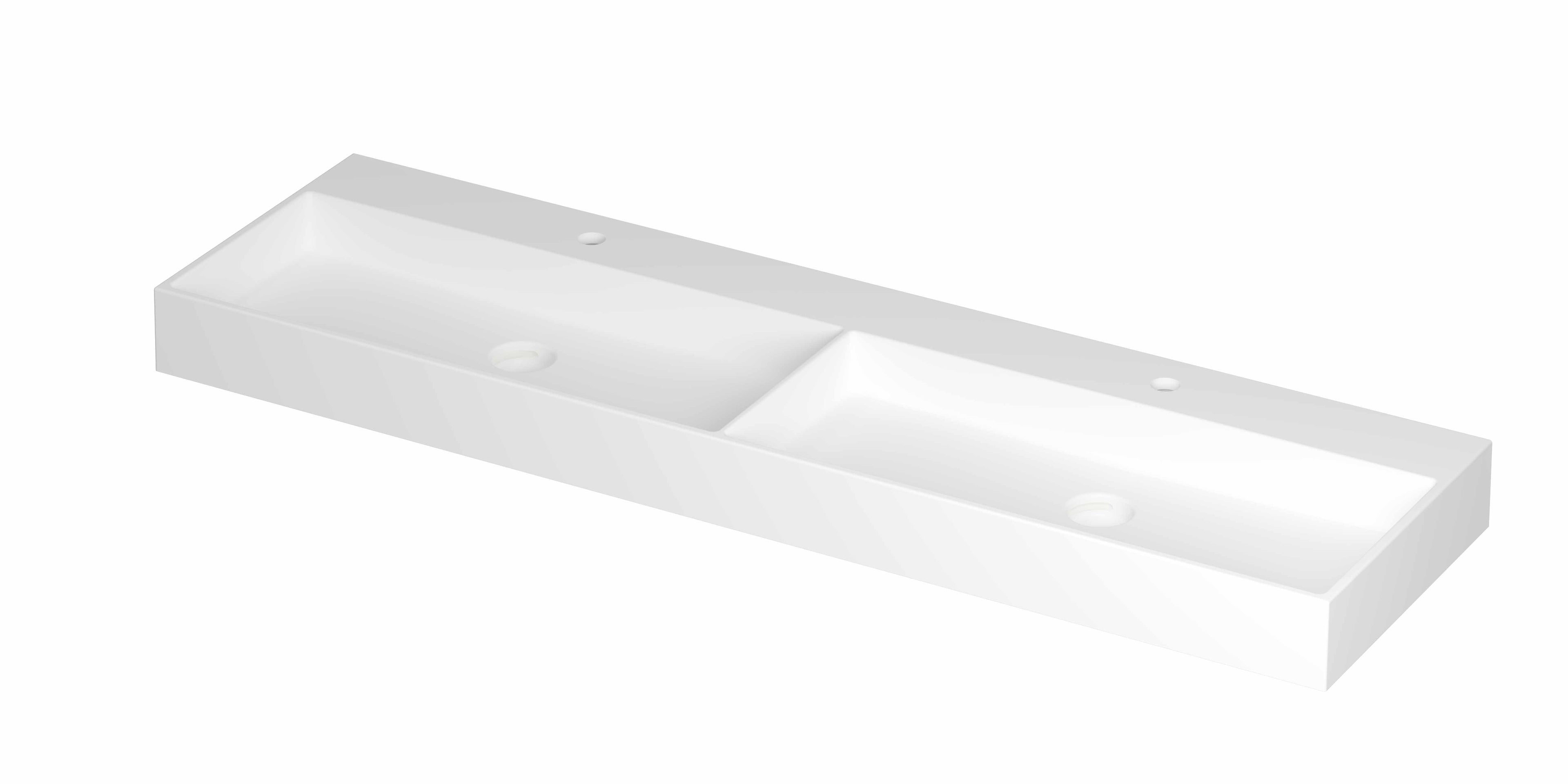 Ink United wastafel 160x45cm keramiek - dubbel - 2 kraangaten - mat wit